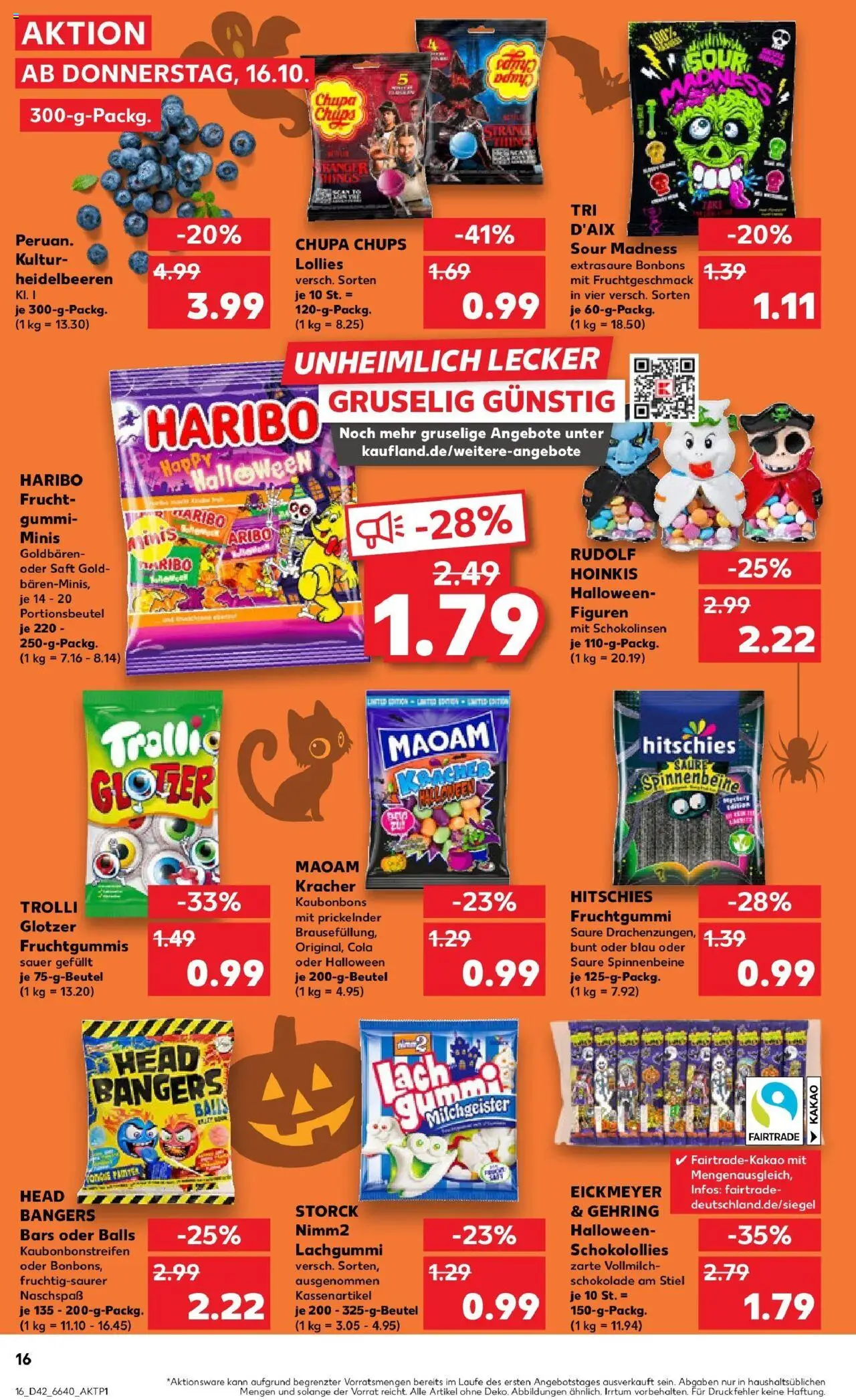 Kaufland prospekt Laupheim	 – gültig ab 15.10.2025 | Seite: 16 | Produkte: Haribo, Cola, Heidelbeeren, Saft