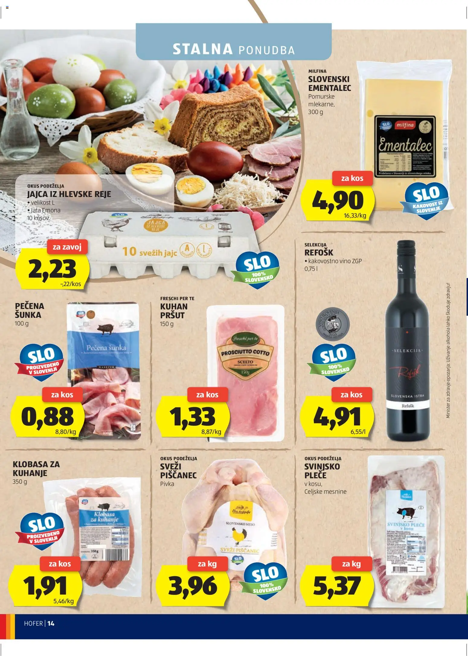 Hofer SI katalog | vrijedi od 25.03.2026 | Stranica: 14 | Proizvodi: Meso, Šunka, Vino, Pršut