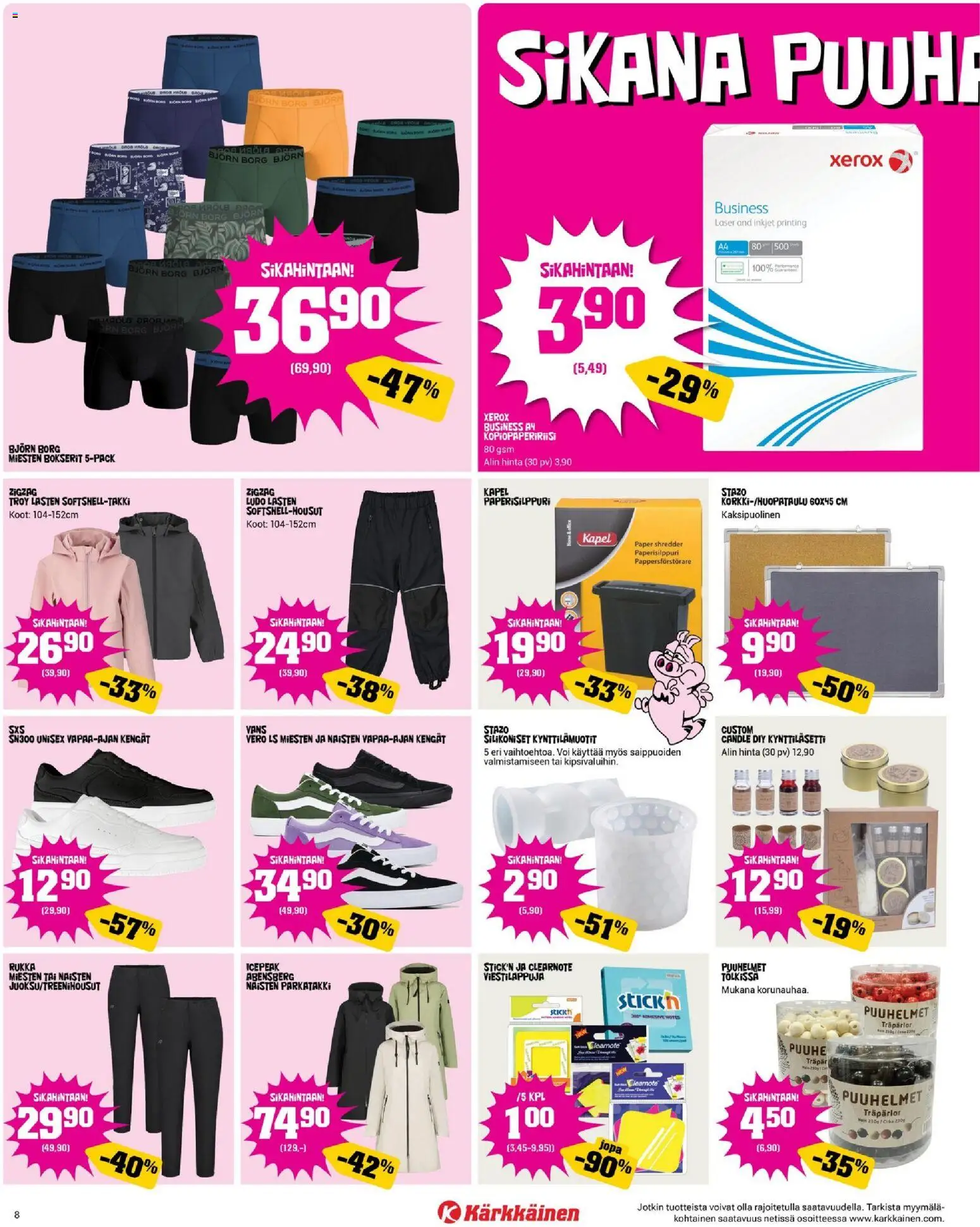 Kärkkäinen tarjoukset – voimassa 08.04.2026 alkaen | Sivu: 8 | Tuotteet: Voi, Bokserit