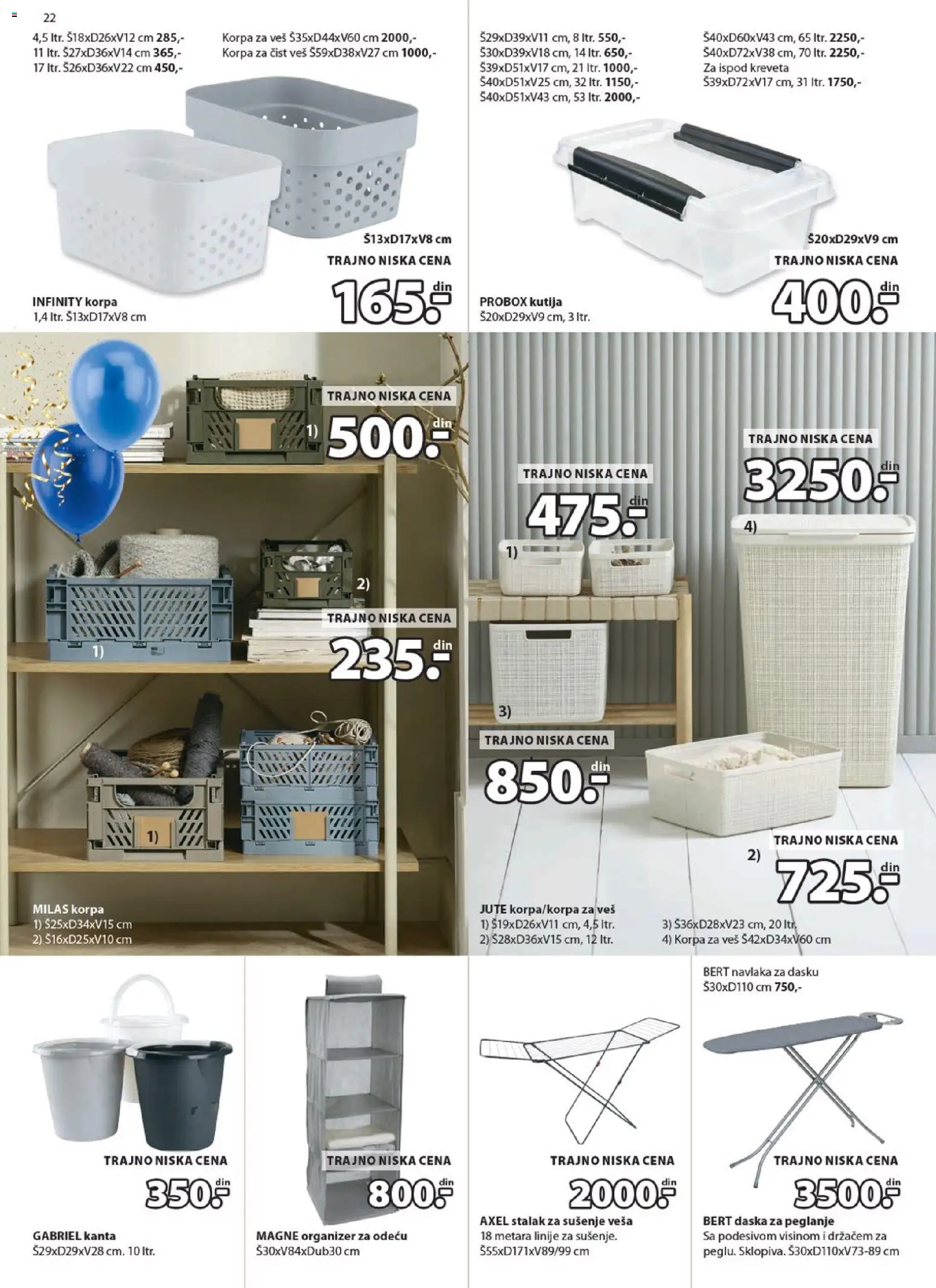 Jysk katalog - važi od 18.03.2026 | Strana: 22 | Proizvode: Kutija, Daska za peglanje, Korpa, Korpa za veš