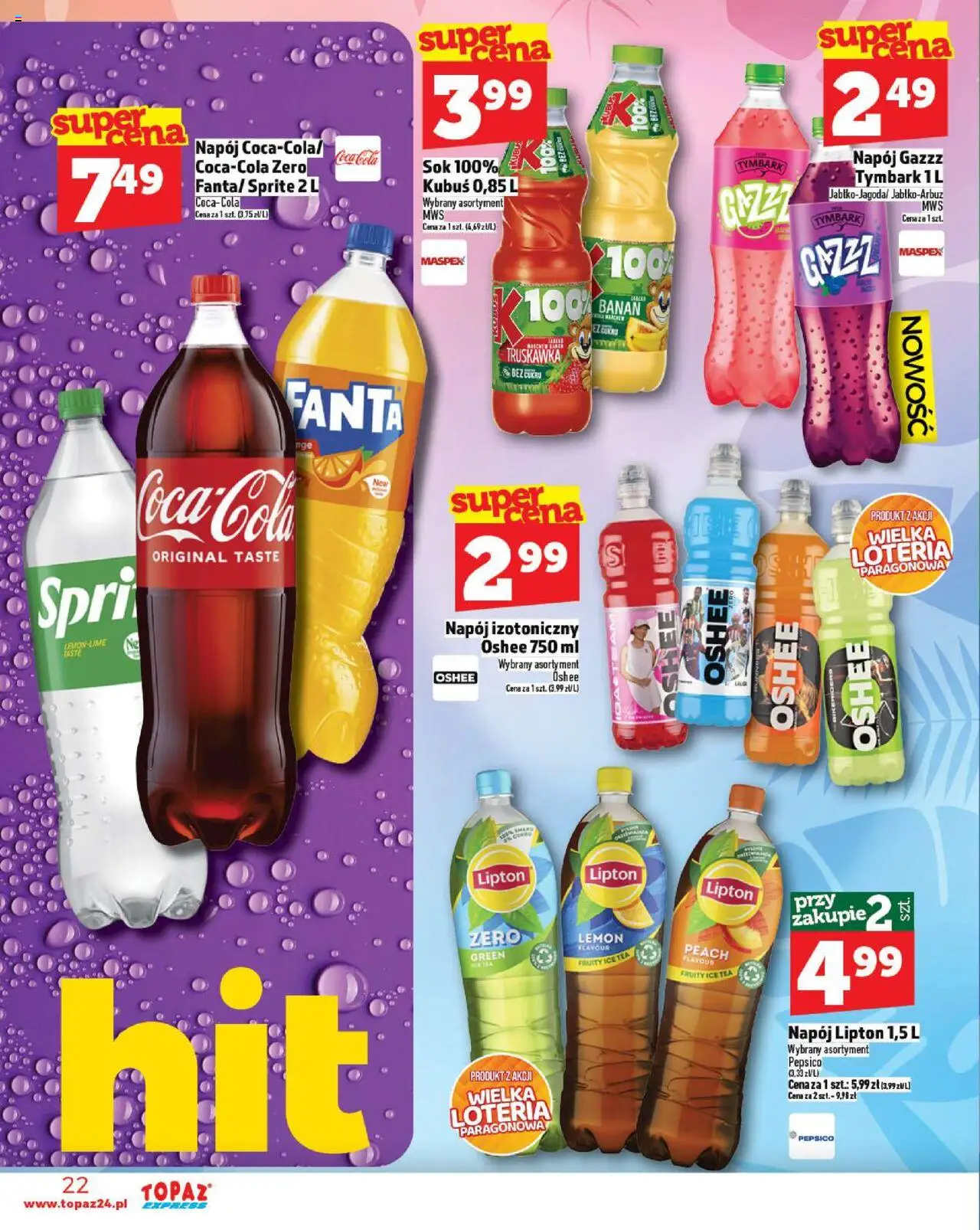 Topaz Gazetka - Express od 11.09.2025 | Strona: 22 | Produkty: Ice Tea, Sprite, Sok, Banan