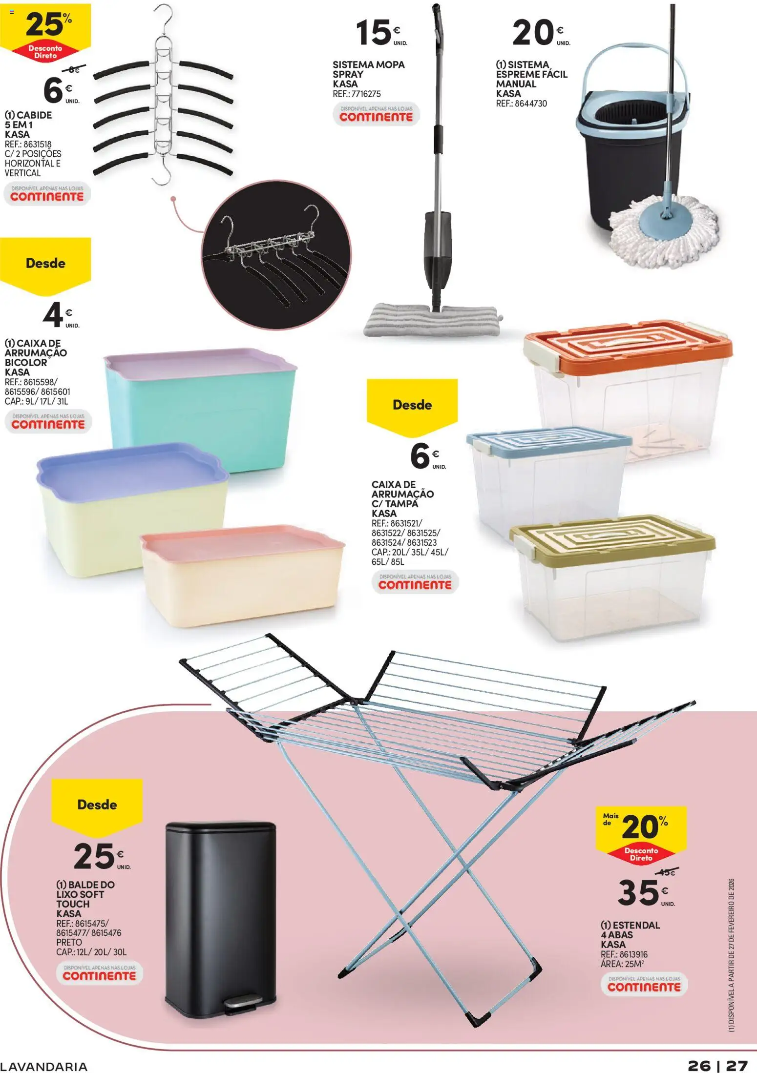 Continente - Tudo para a Casa │ válido de 24.02.2026 | Página: 27 | Produtos: Balde, Caixa, Cabide
