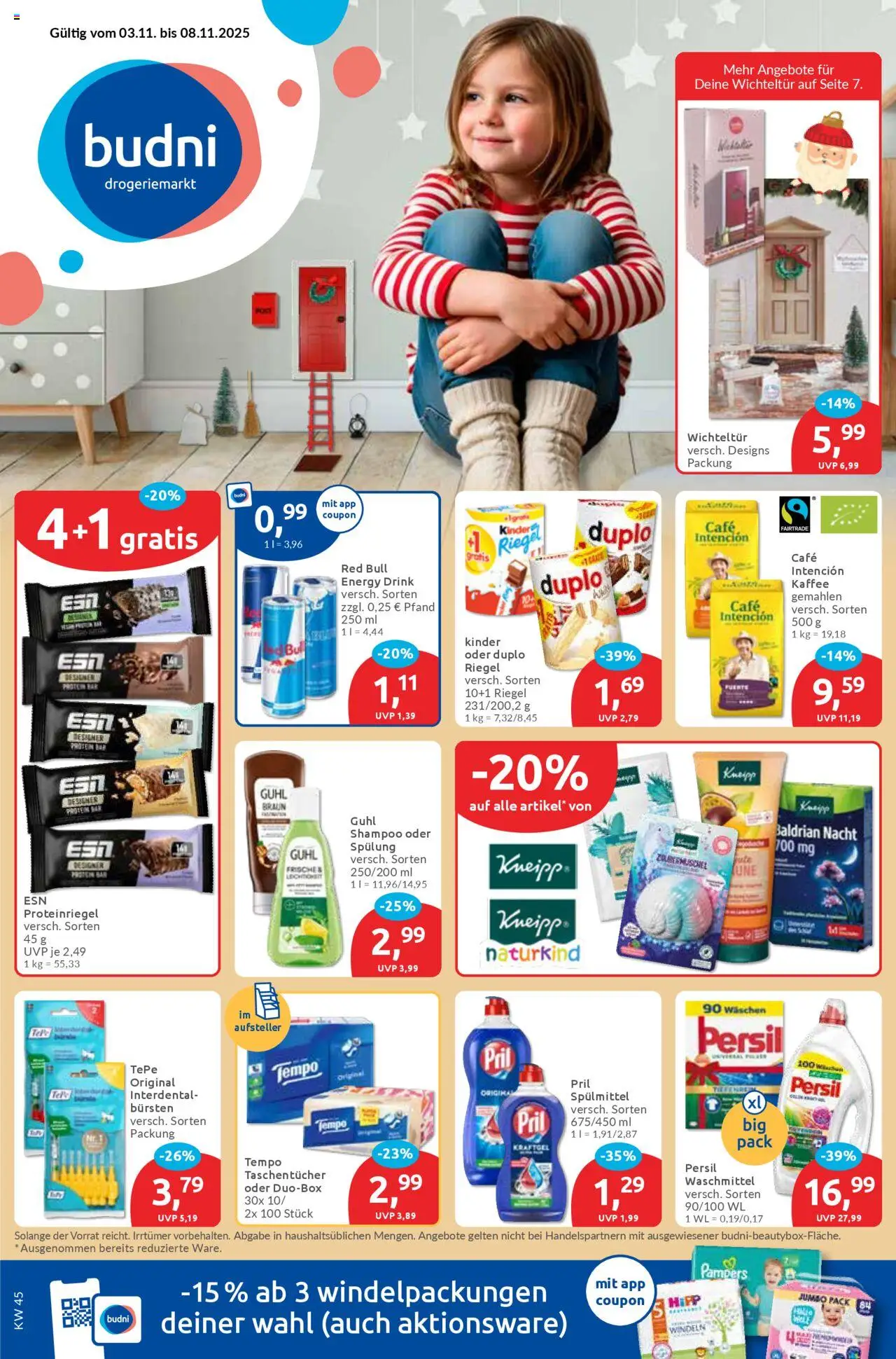 Budni Prospekt 	 – gültig ab 03.11.2025 | Seite: 1 | Produkte: Energy, Shampoo, Spülung, Tempo