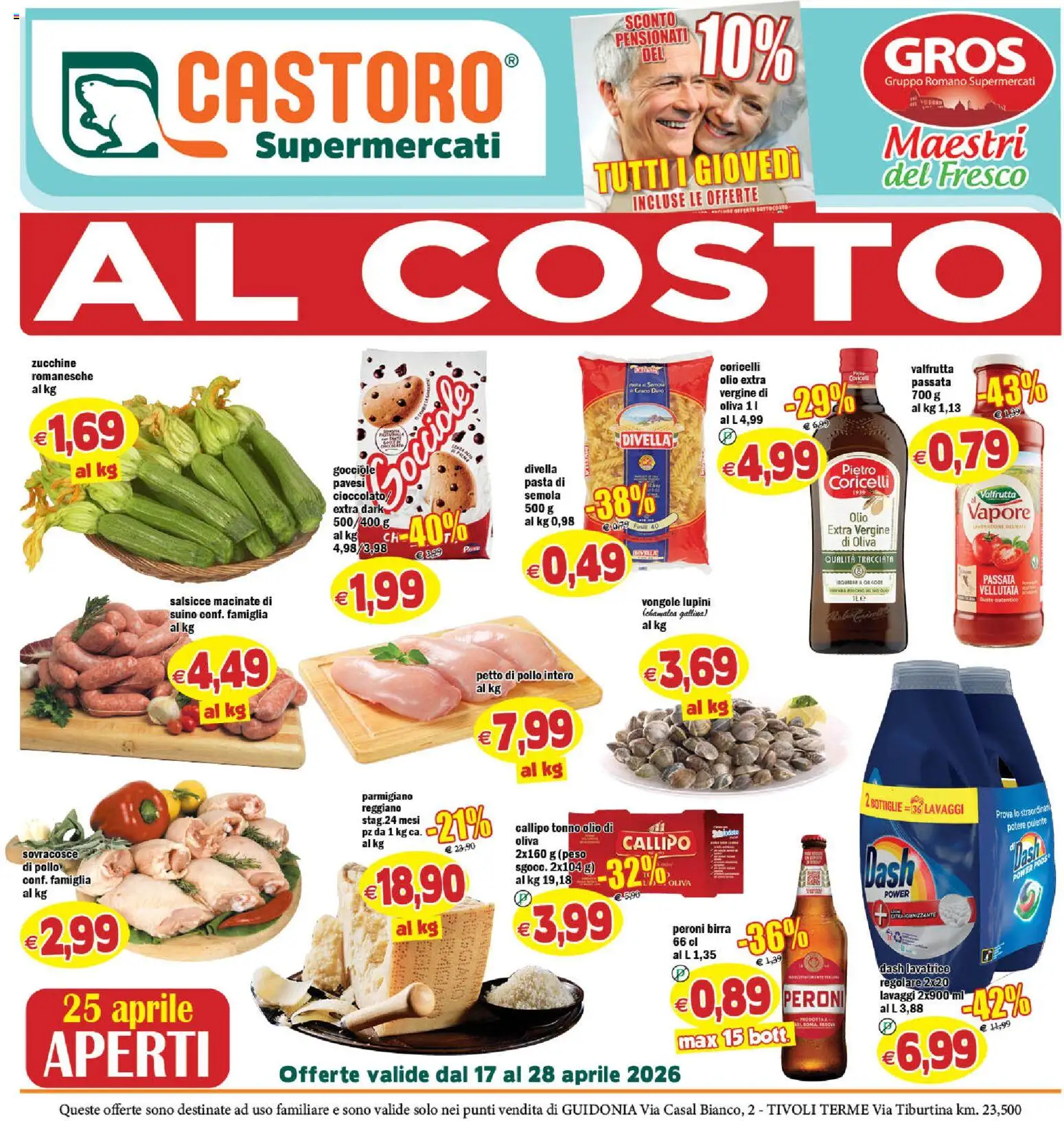 Volantino Il Castoro del 17.04.2026 | Pagina: 1 | Prodotti: Petto di Pollo, Birra, Suino, Tonno