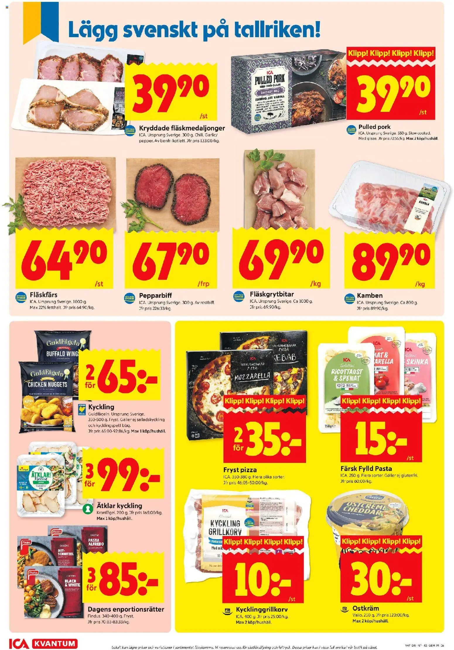 ICA Kvantum reklamblad aktuell från 17.11.2025 | Sida: 6 | Produkter: Grillkorv, Spenat, Ost, Skinka