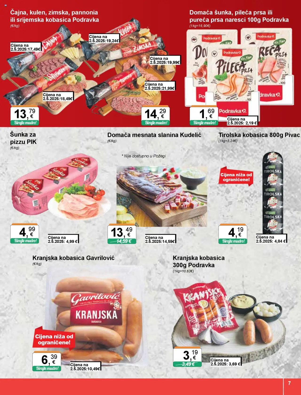 KTC katalog | vrijedi od 04.09.2025 | Stranica: 7 | Proizvodi: Šunka, Podravka, Slanina, Pileća prsa