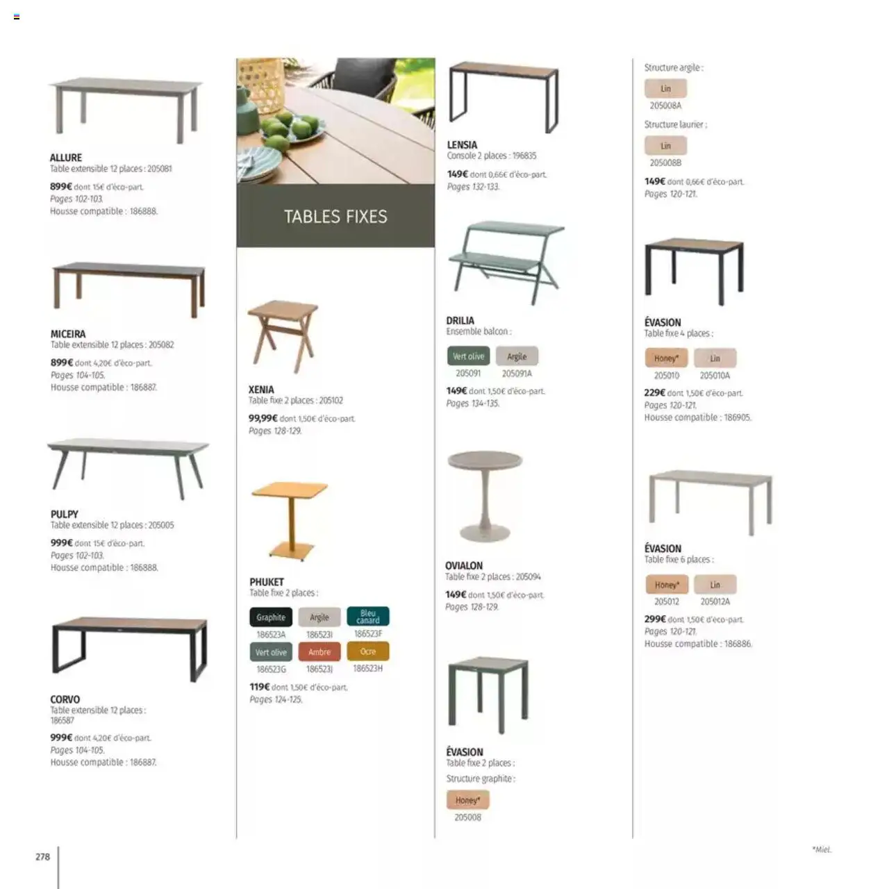  | Page: 278 | Produits: Olive, Table extensible, Argile, Table