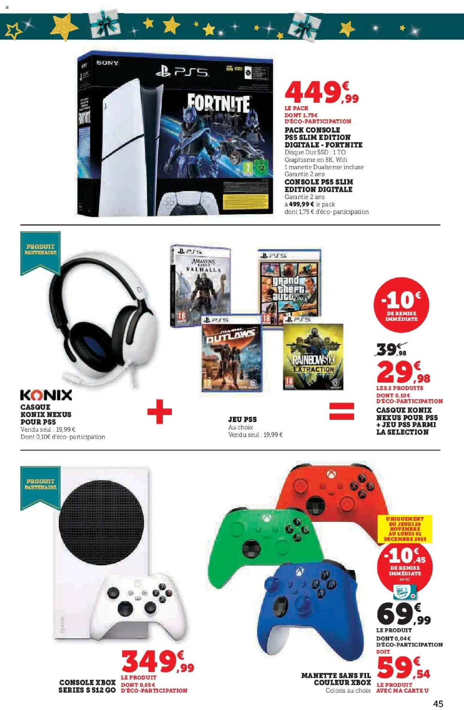 {H1} | Page: 45 | Produits: Xbox, Disque dur, Casque