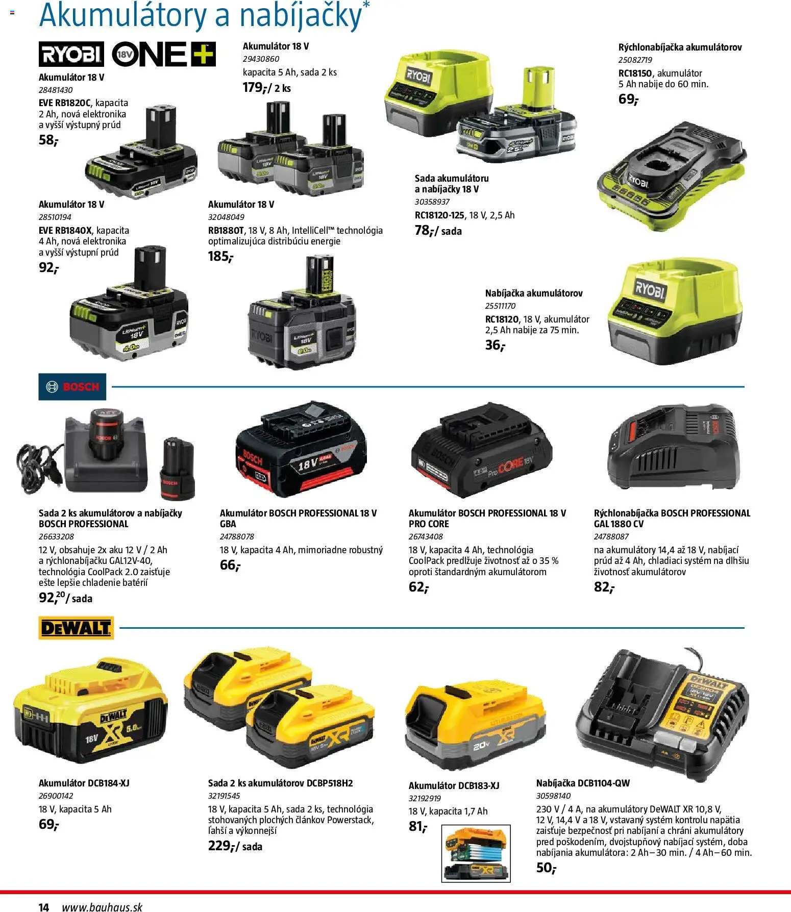 Nové Bauhaus akcie – leták je platný od 26.01.2026 | Strana: 14 | Produkty: Nabíjačka, Aku, Bosch, Akumulátor