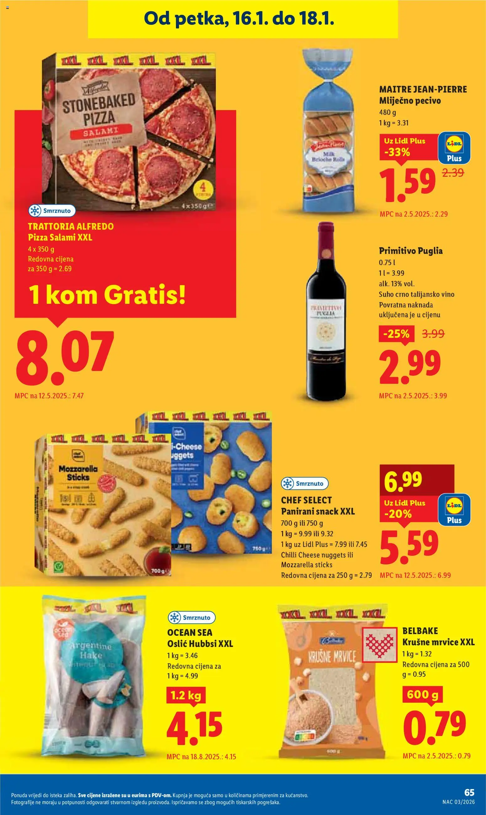 Lidl katalog | vrijedi od 12.01.2026 | Stranica: 65 | Proizvodi: Mozzarella, Krušne mrvice, Vino, Pecivo