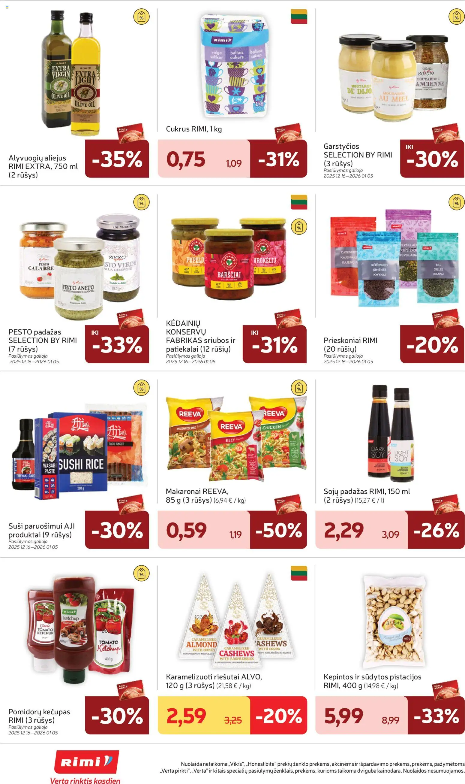Rimi akcijos nuo 29.12.2025 | Puslapis: 20 | Prekių: Riešutai, Cukrus, Prieskoniai, Kečupas