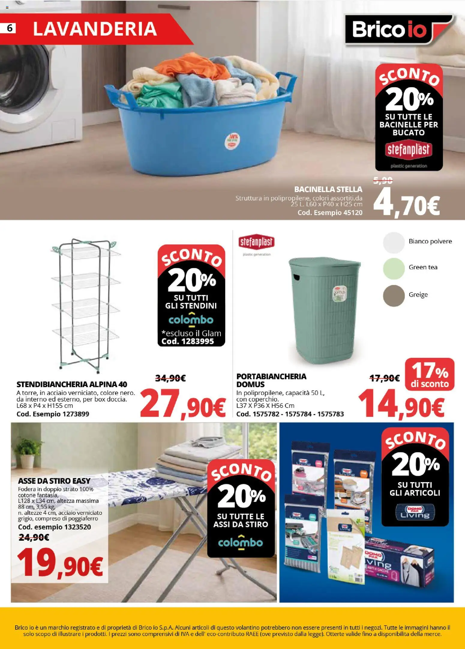 Volantino Brico io del 15.01.2026 | Pagina: 6 | Prodotti: Stendibiancheria, Portabiancheria