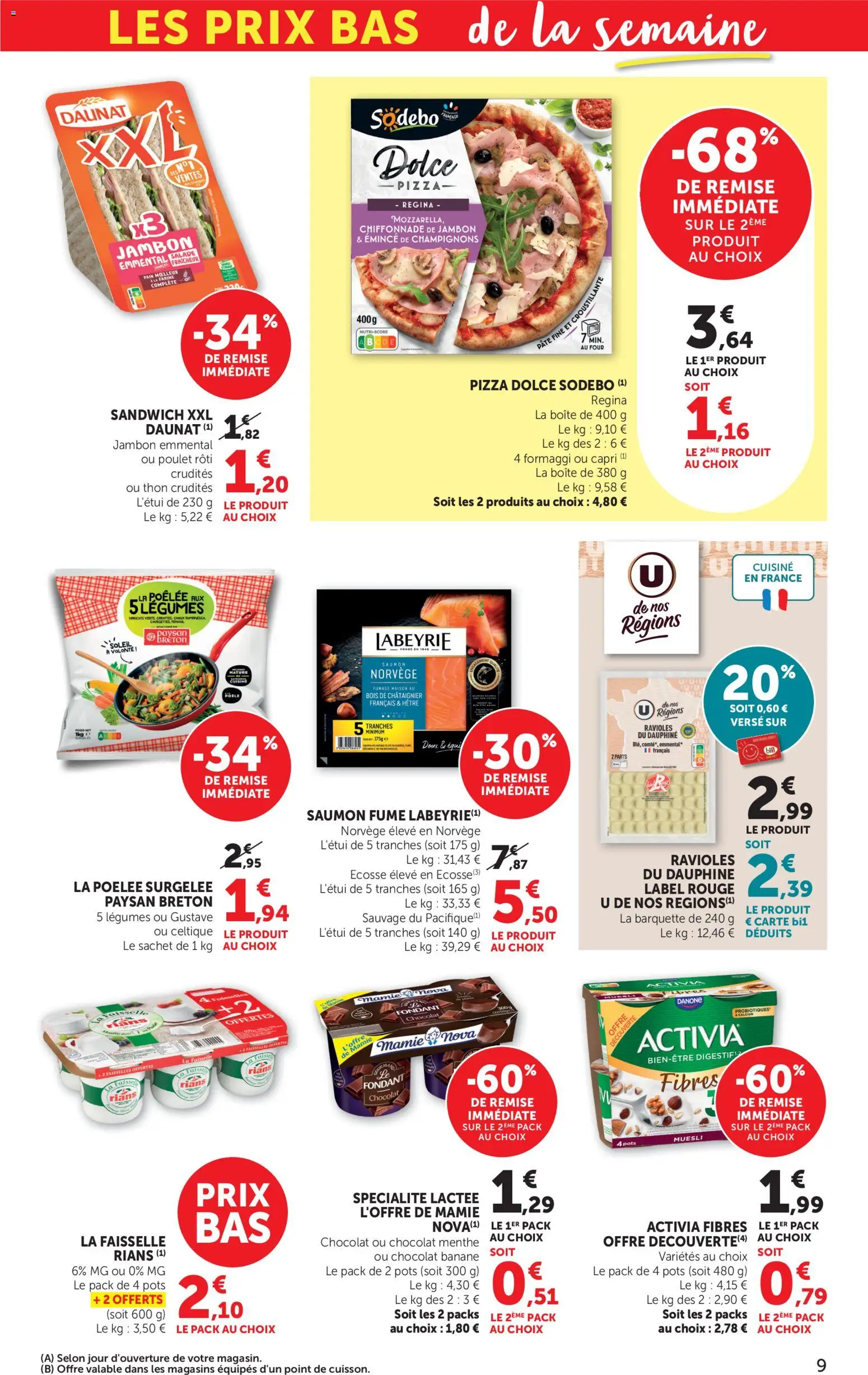 {H1} | Page: 9 | Produits: Sandwich, Saumon fumé, Thon, Chocolat