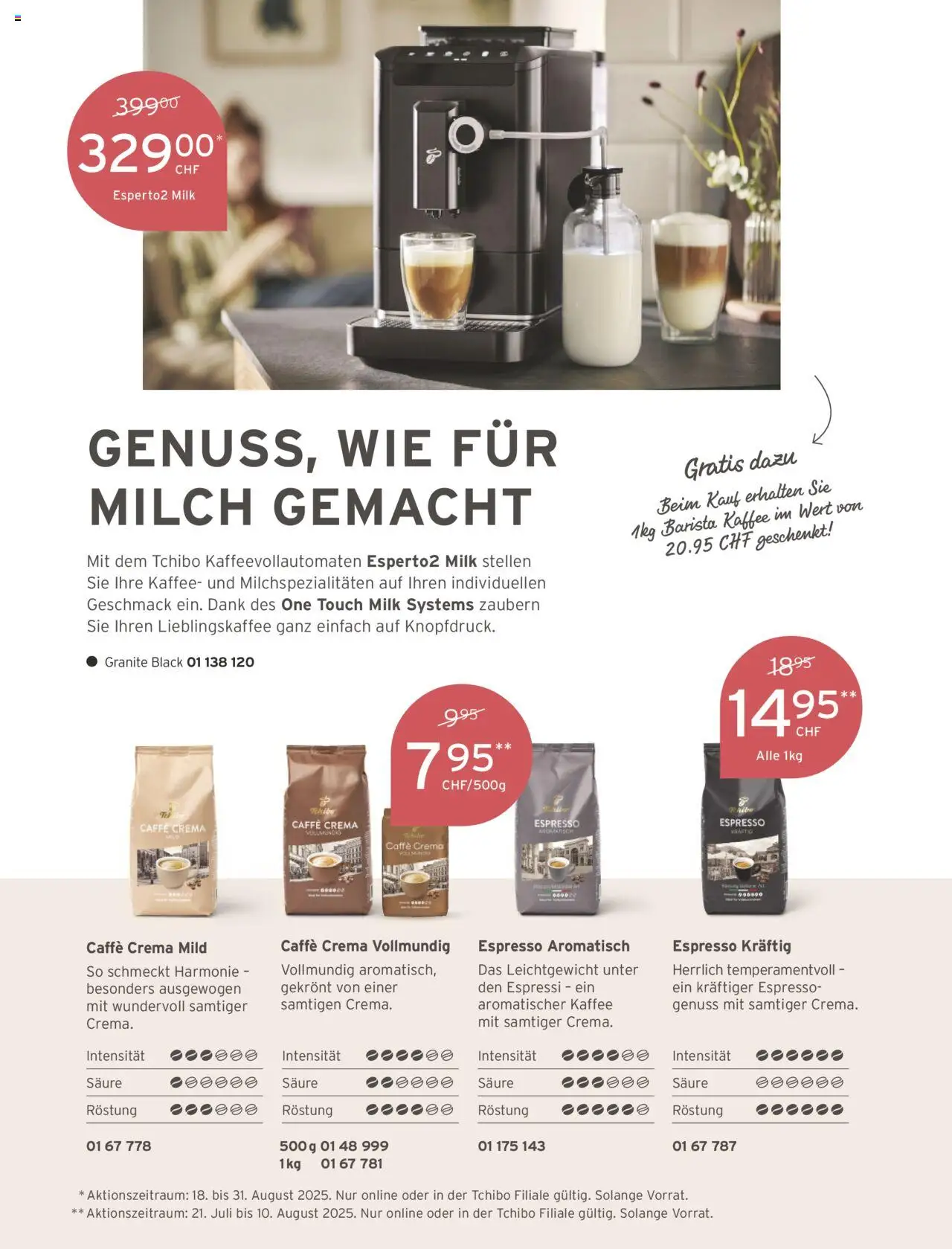 Tchibo Aktionen ab 01.08.2025 | Seite: 150 | Produkte: Milch, Kaffee
