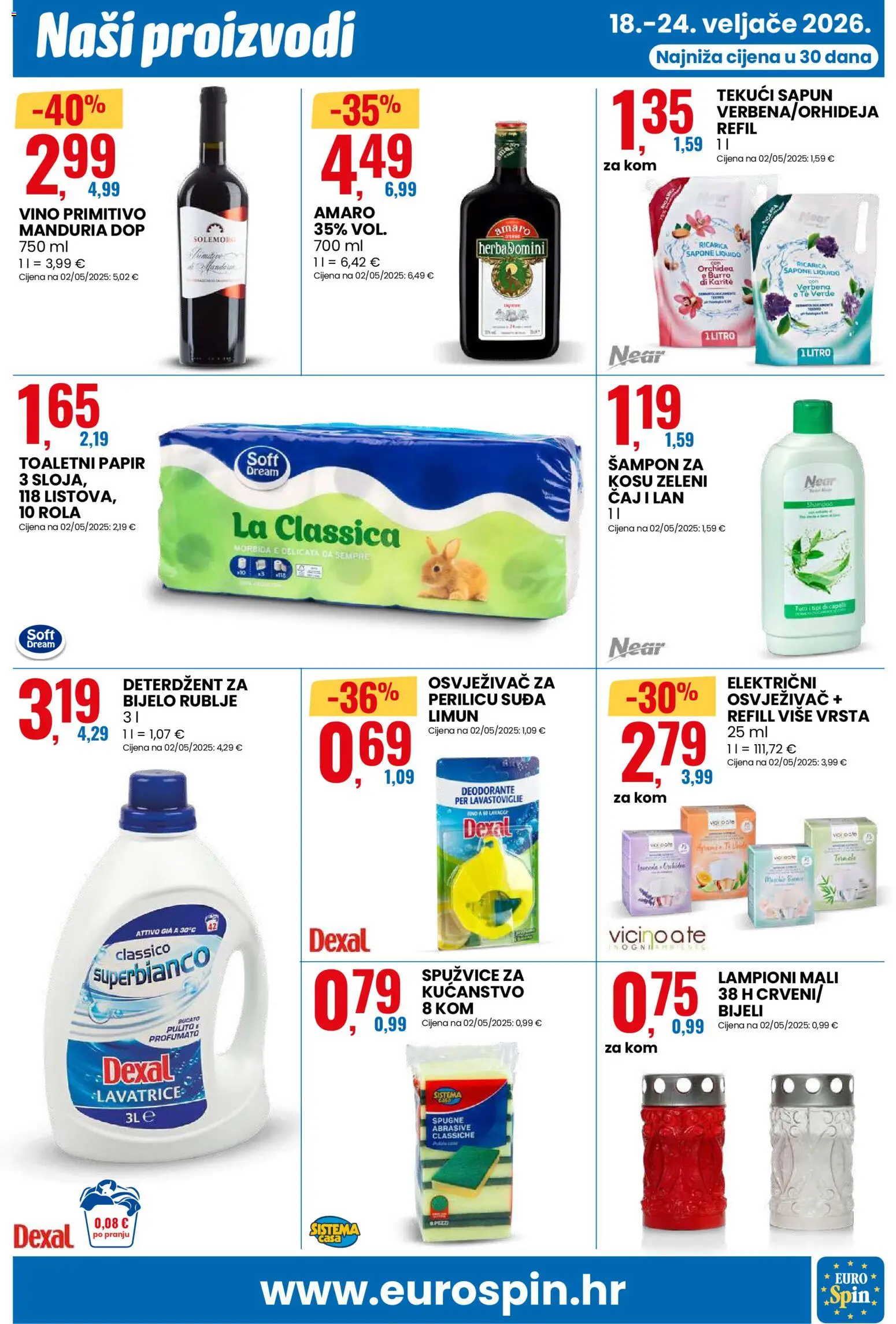 Eurospin katalog | vrijedi od 18.02.2026 | Stranica: 11 | Proizvodi: Šampon, Sapun, Deterdžent, Toaletni papir