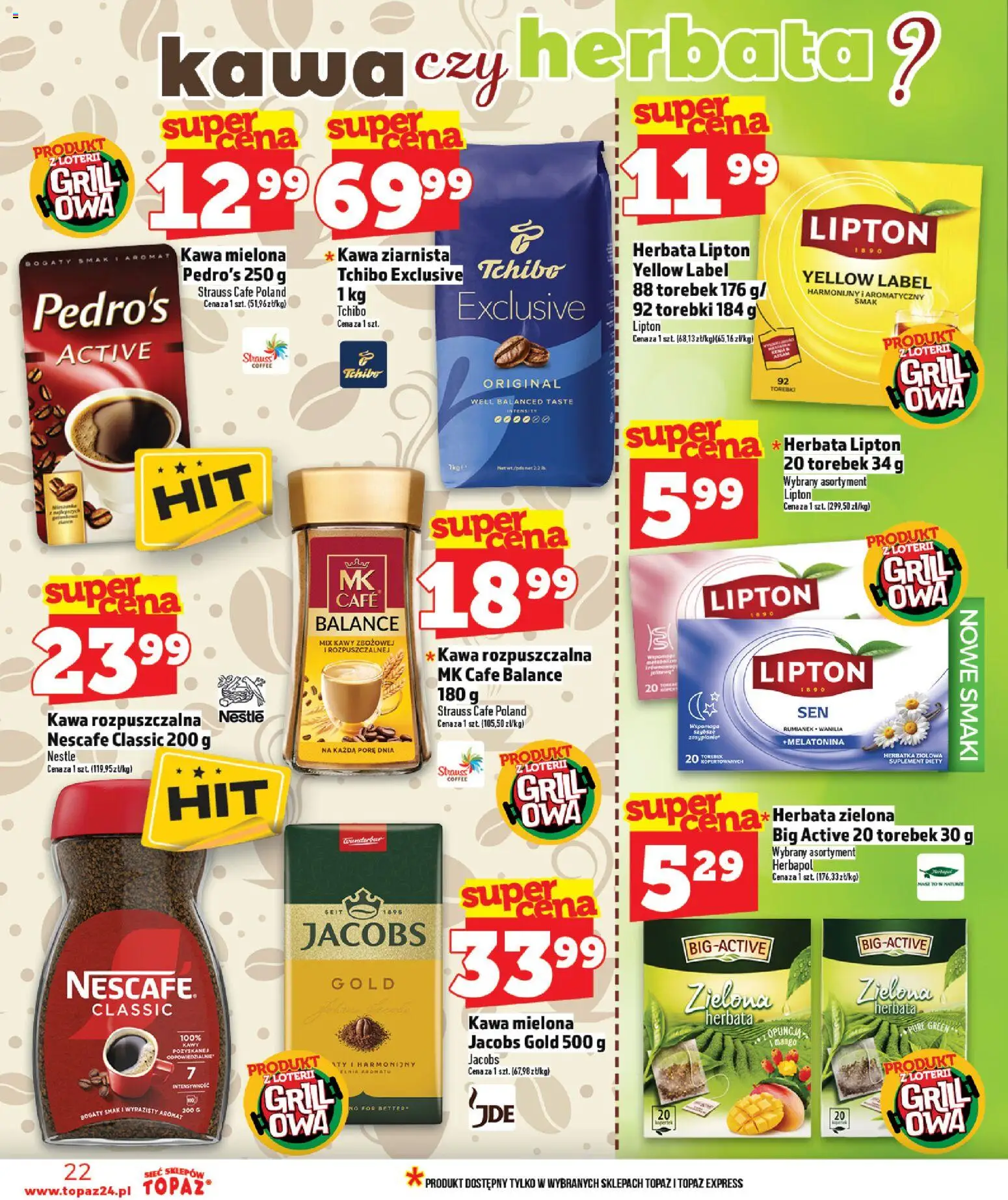 Topaz gazetka - MAZ od 30.04.2026 | Strona: 22 | Produkty: Grill, Nescafe, Tchibo exclusive, Kawa