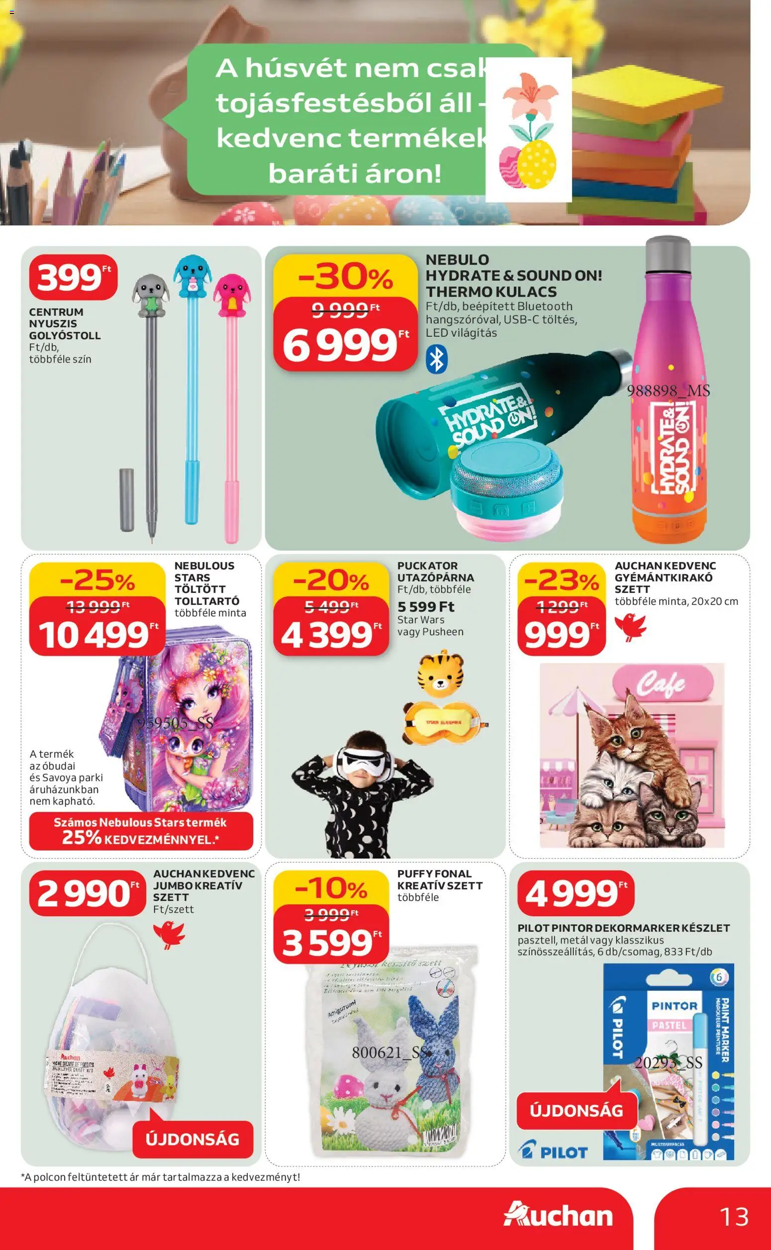 Auchan akciós ujság - amely érvényes a következő dátumtól: 19.02.2026 | Oldal: 13 | Termékek: Tolltartó, Kulacs