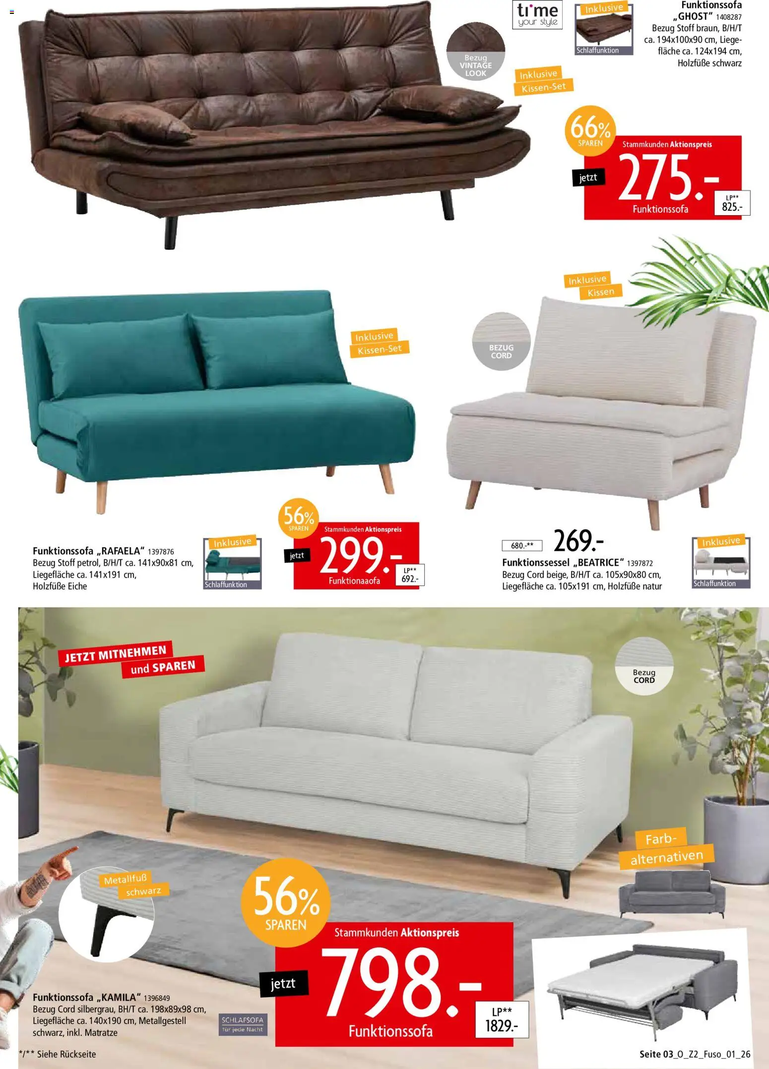 Zurbrüggen Funktionssofa Spezial – gültig ab 02.03.2026 | Seite: 3 | Produkte: Matratze, Kissen, Liege, Tür