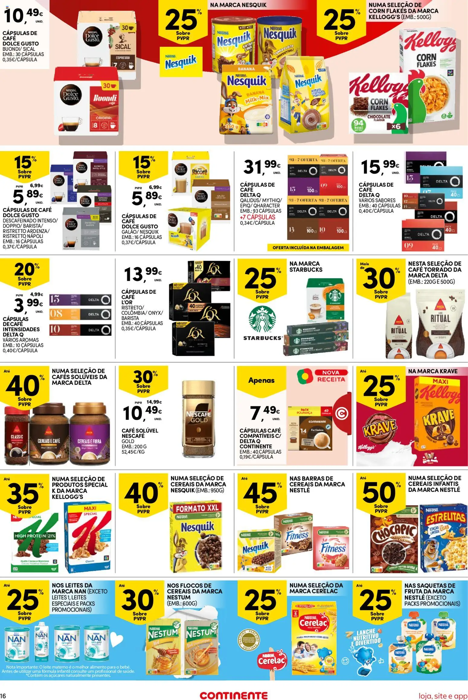 Continente Semanal Continente Bom Dia │ válido de 04.11.2025 | Página: 16 | Produtos: Banana, Café solúvel, Leite, Dolce gusto