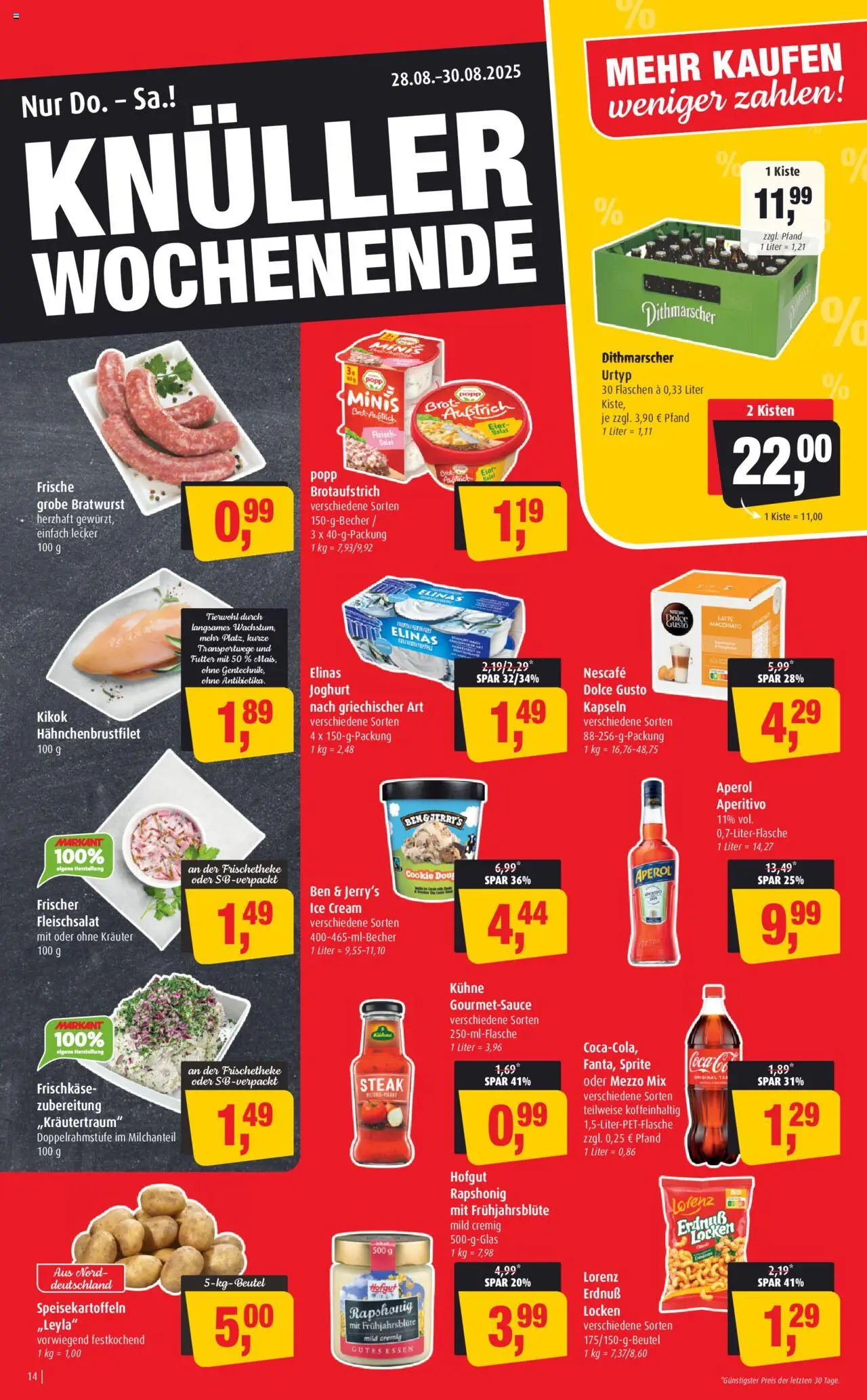 Markant Prospekt 	 - gültig ab dem 25.08.2025 | Seite: 14 | Produkte: Sprite, Joghurt, Salat, Dolce gusto