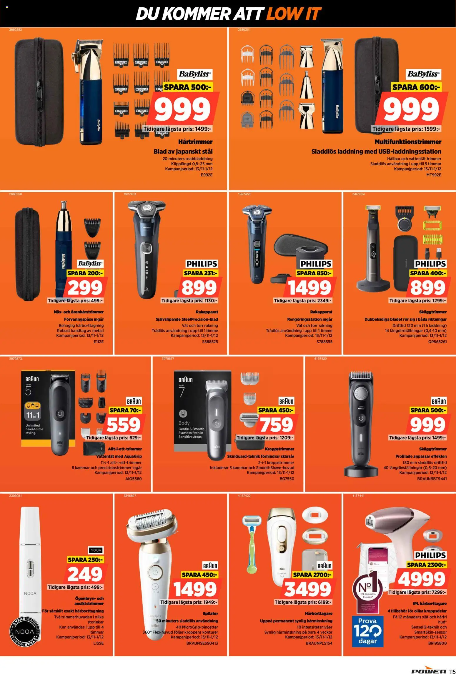 Power reklamblad aktuell från 24.11.2025 | Sida: 115 | Produkter: Rakapparat, Epilator, Trimmer, Skäggtrimmer