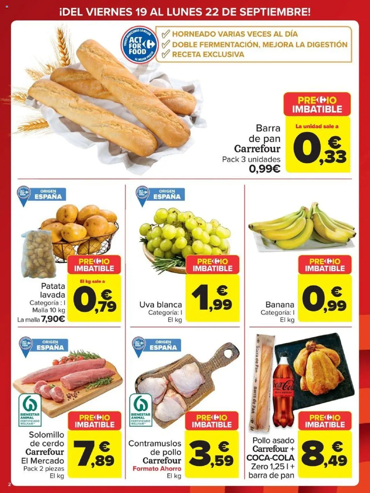 Carrefour - Preco imbatible │ válido desde el 19.09.2025 | Página: 2 | Productos: Solomillo de cerdo, Pan, Cerdo