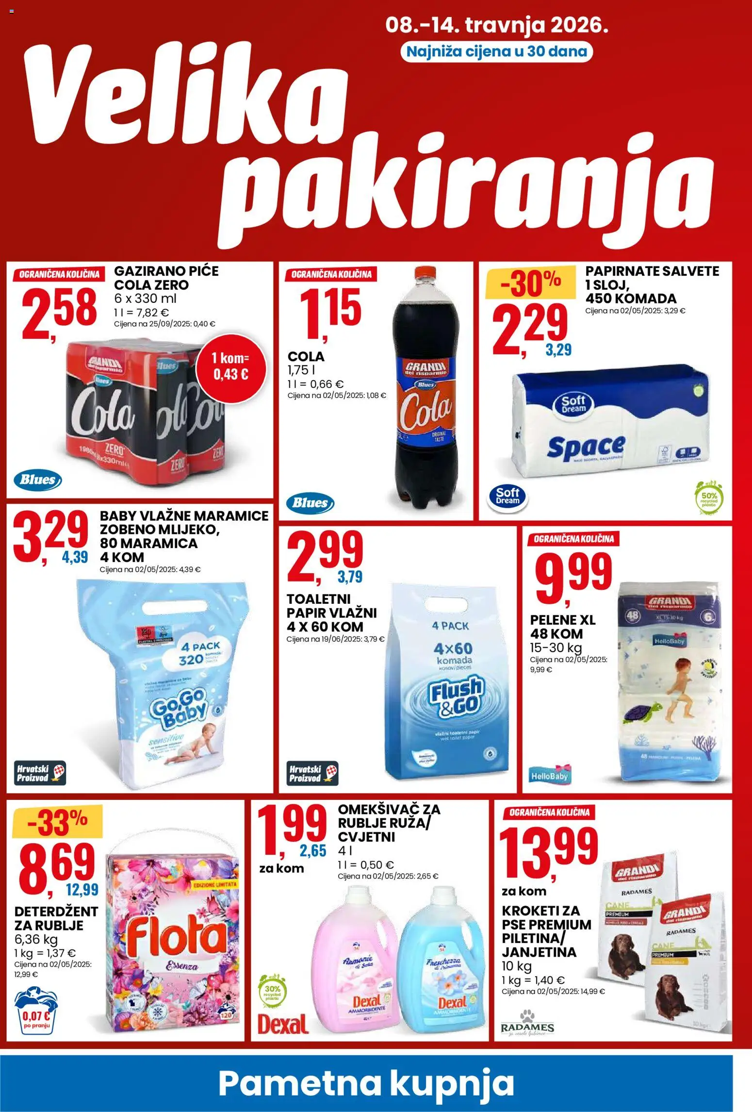 Eurospin katalog | vrijedi od 08.04.2026 | Stranica: 6 | Proizvodi: Janjetina, Vlažne maramice, Deterdžent, Toaletni papir