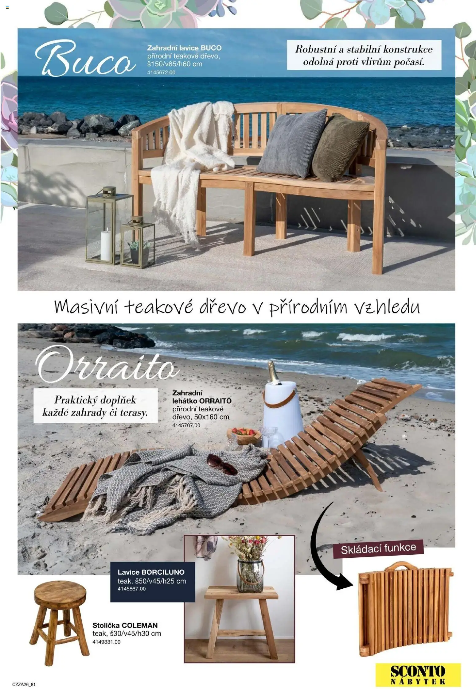 Sconto nábytek katalog - Zahradní speciál od 01.01.2026 | Strana: 81 | Produkty: Zahradní lavice, Stolička, Nábytek, Lavice