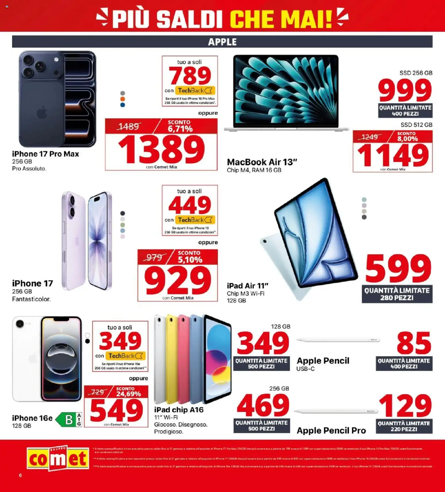 Volantino Comet del 02.01.2026 | Pagina: 6 | Prodotti: Macbook air, Iphone, Ipad, Macbook