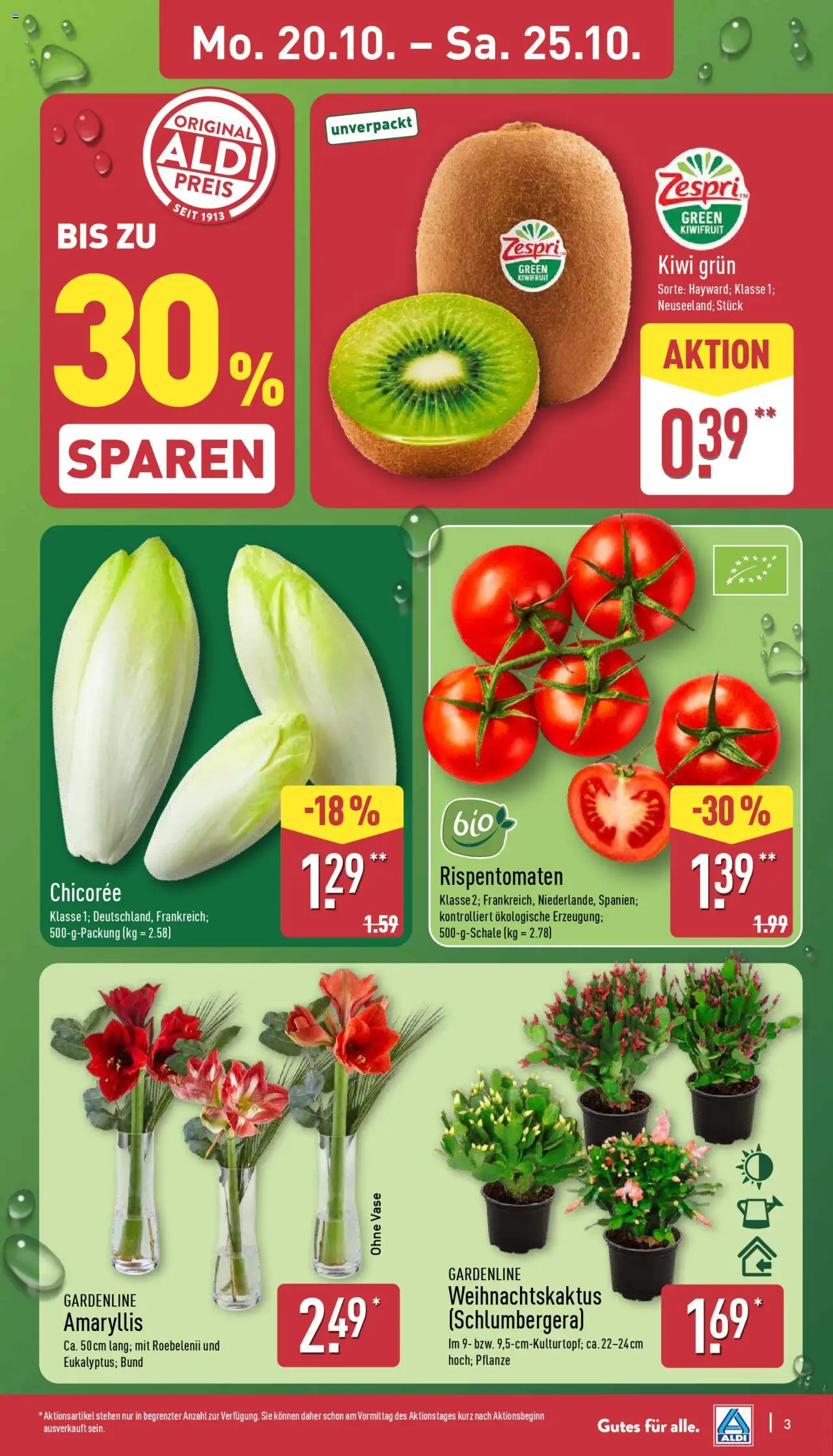 Aldi Prospekt 	 – gültig ab 20.10.2025 | Seite: 3 | Produkte: Vase, Kiwi