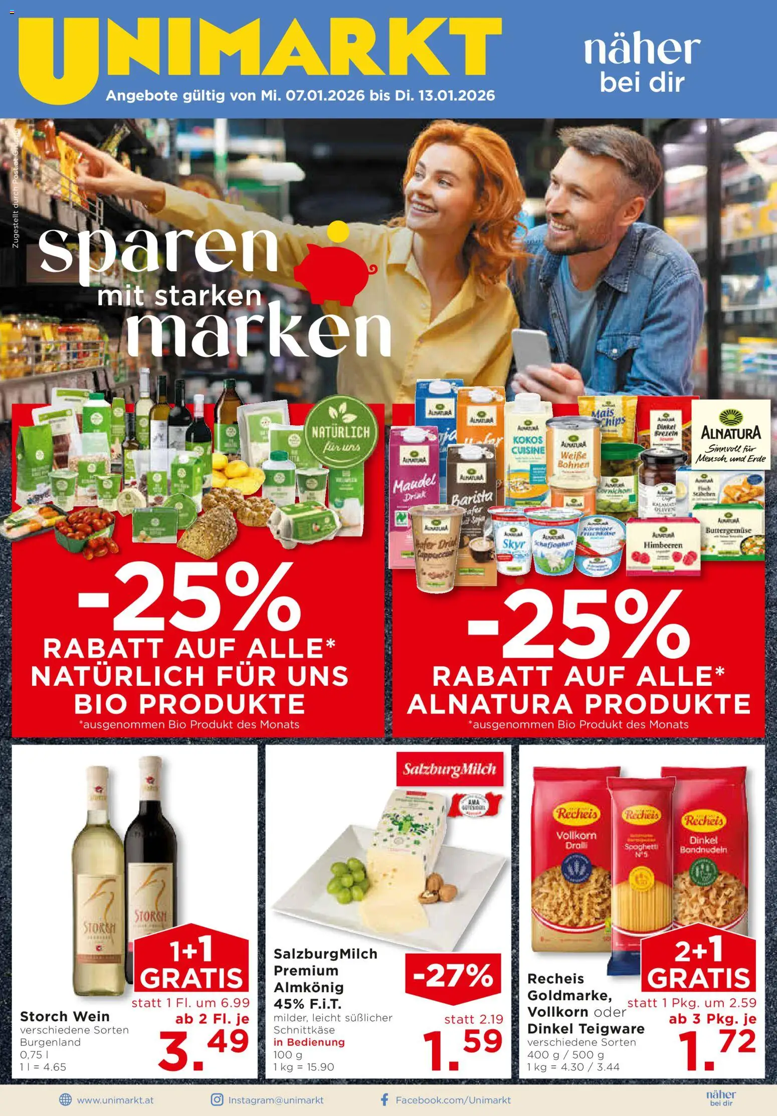 Unimarkt Flugblatt gültig ab 07.01.2026 | Seite: 1 | Produkte: Chips, Wein