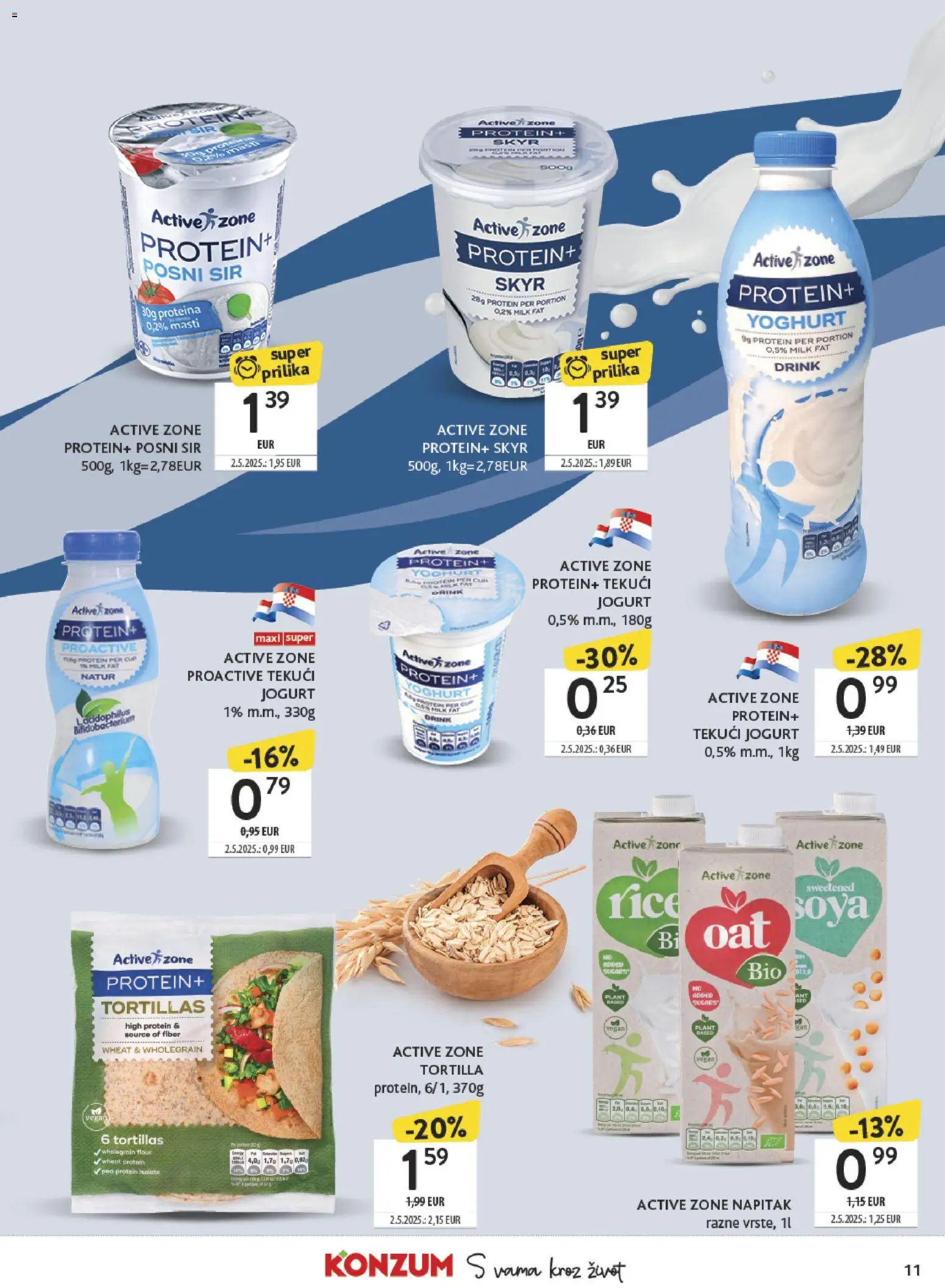 Konzum HR akciós ujság - amely érvényes a következő dátumtól: 19.01.2026 | Oldal: 11 | Termékek: Tortilla, Protein
