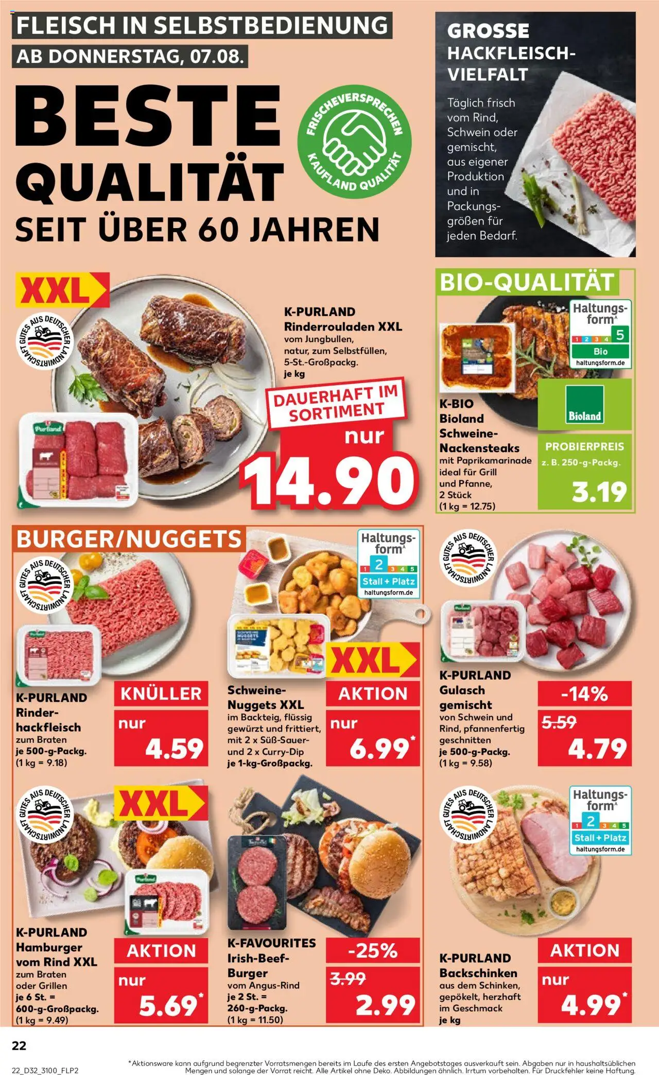 Kaufland prospekt Leipzig	 - gültig ab dem 07.08.2025 | Seite: 22 | Produkte: Rinderrouladen, Grill, Steak, Fleisch