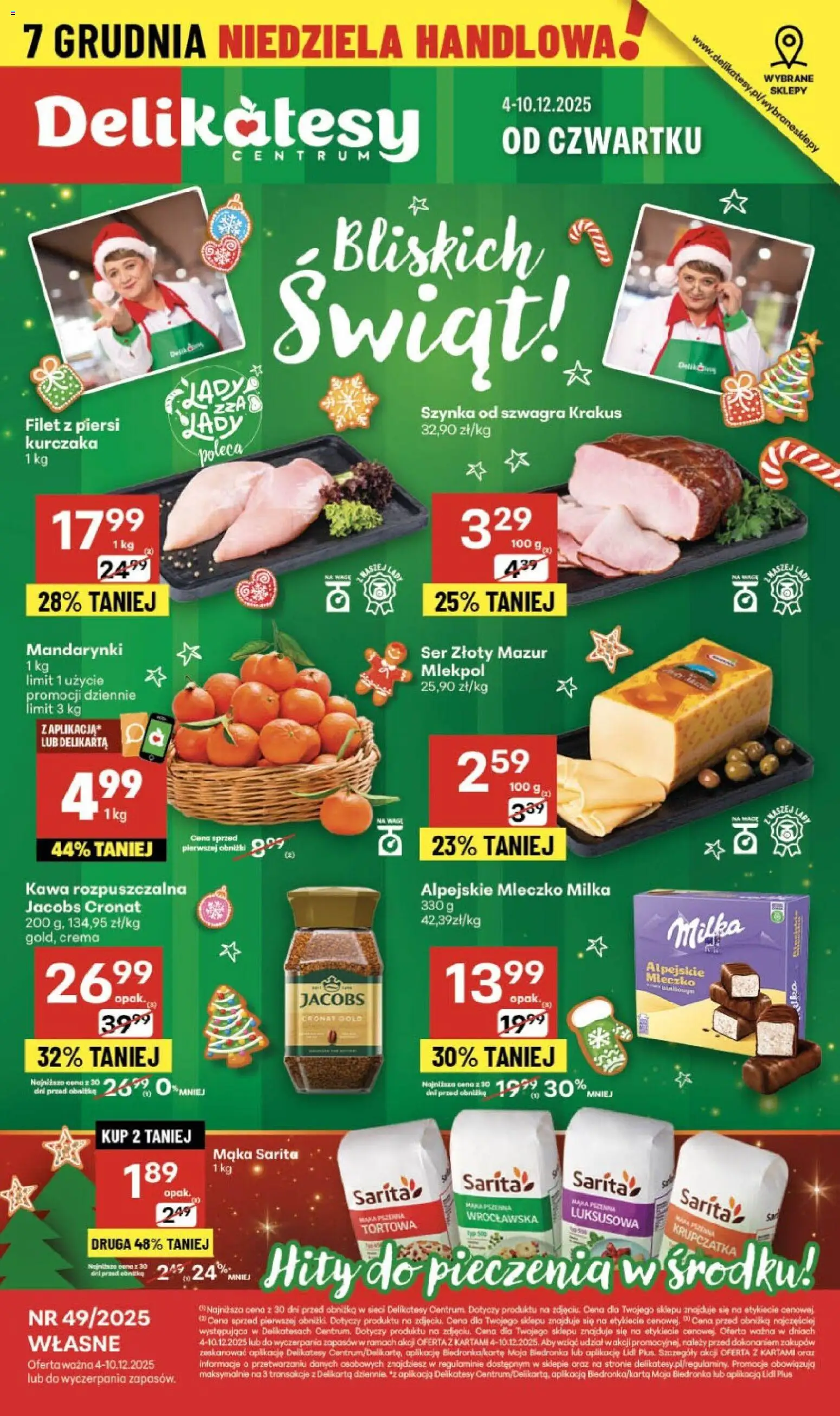 Delikatesy Centrum Gazetka - Sklepy Własne od 04.12.2025 | Strona: 1 | Produkty: Kawa rozpuszczalna, Szynka, Milka, Delikatesy