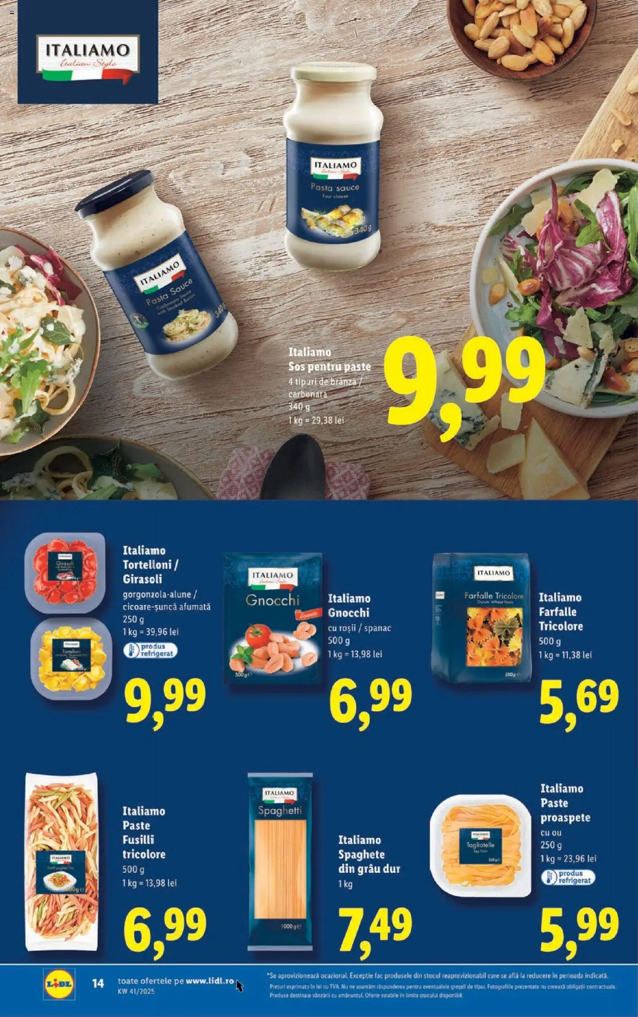 Noul catalog Lidl – valabil de la 06.10.2025 | Pagină: 14 | Produse: Delgeç, Brânză, Kanca, Paste