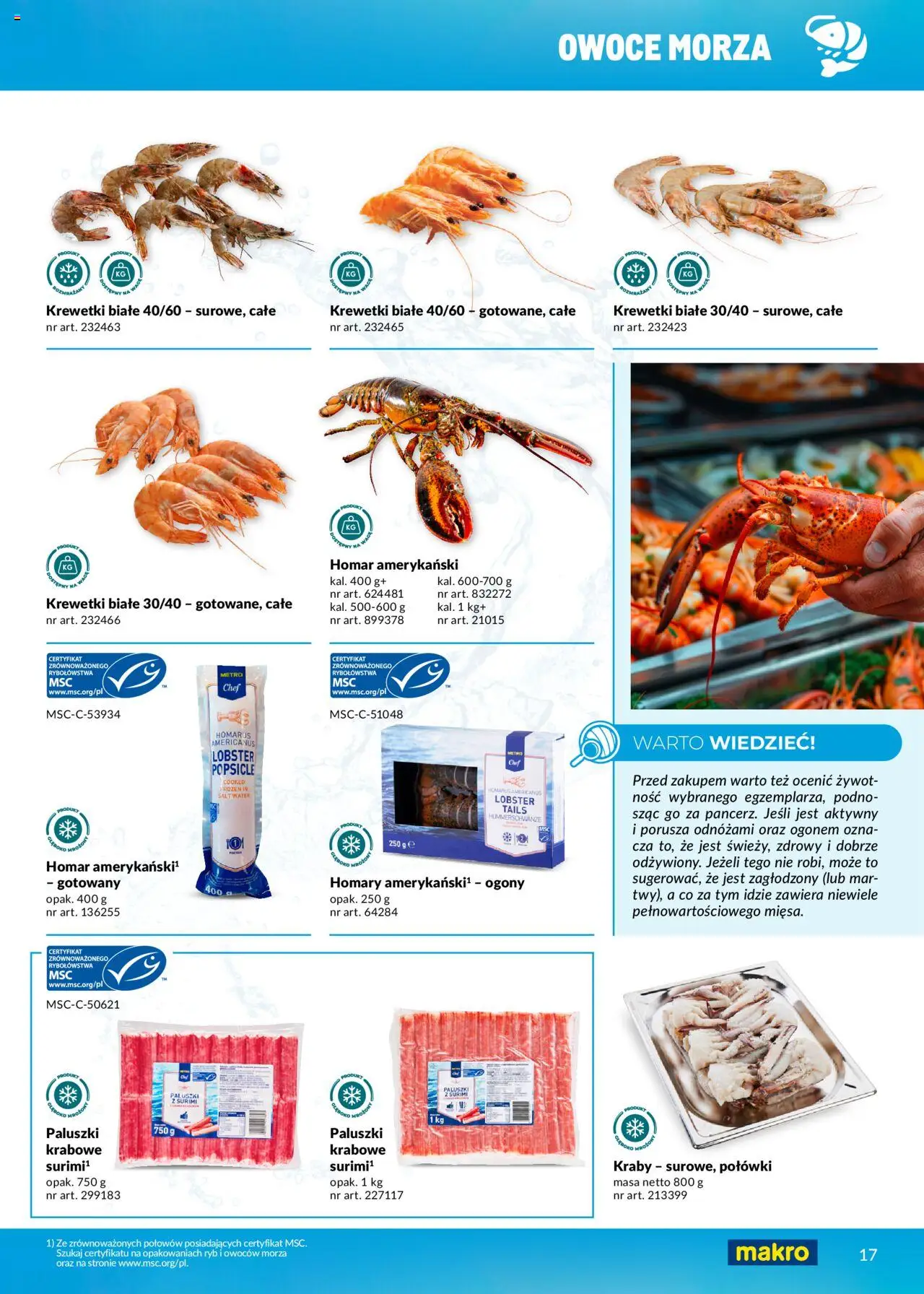 Makro Gazetka - Ryby i owoce morza od 01.05.2025 | Strona: 17 | Produkty: Surimi, Paluszki krabowe, Paluszki, Owoce morza