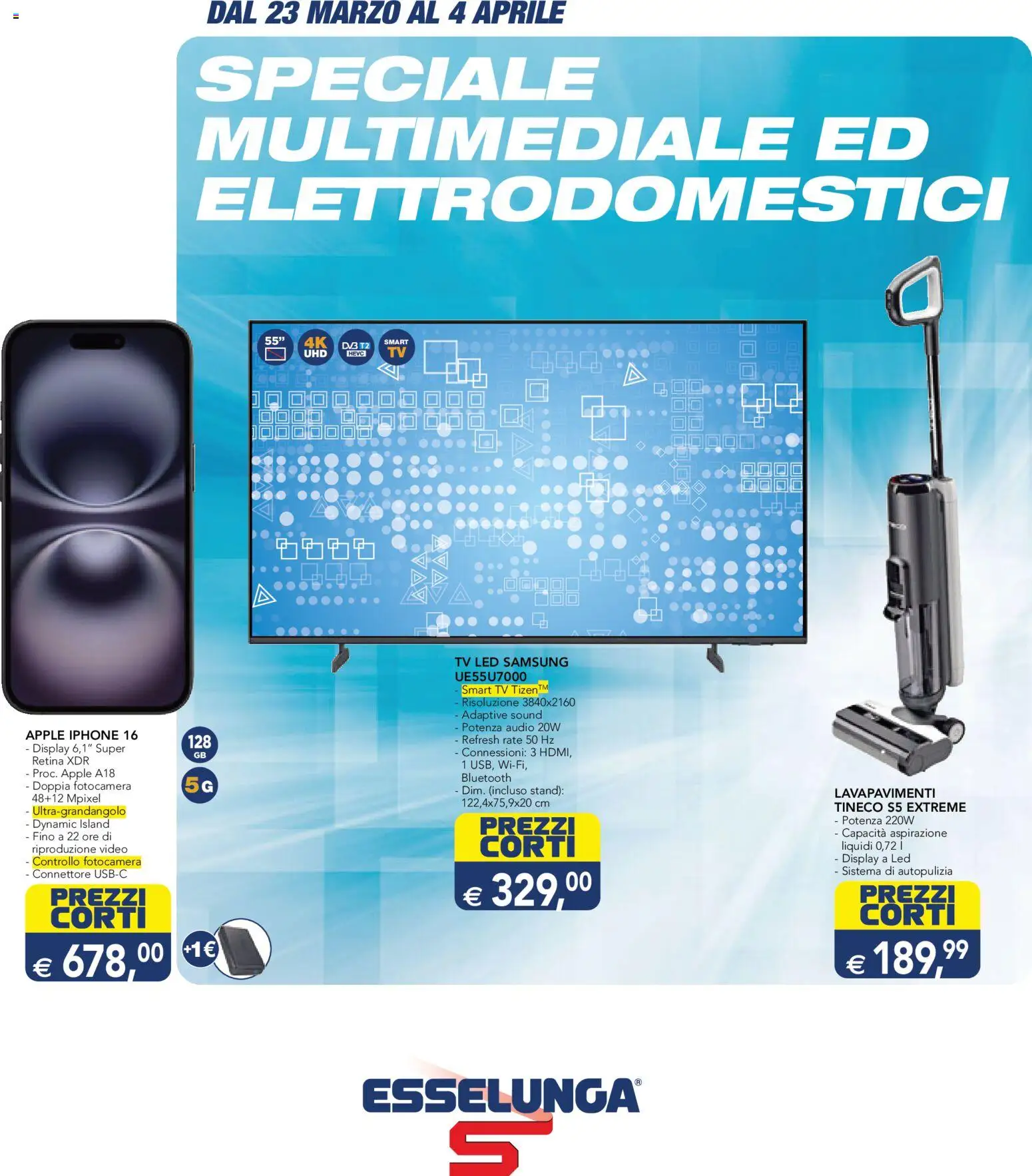 Volantino Esselunga S del 23.03.2026 | Pagina: 1 | Prodotti: smart TV, TV, Video, Audio