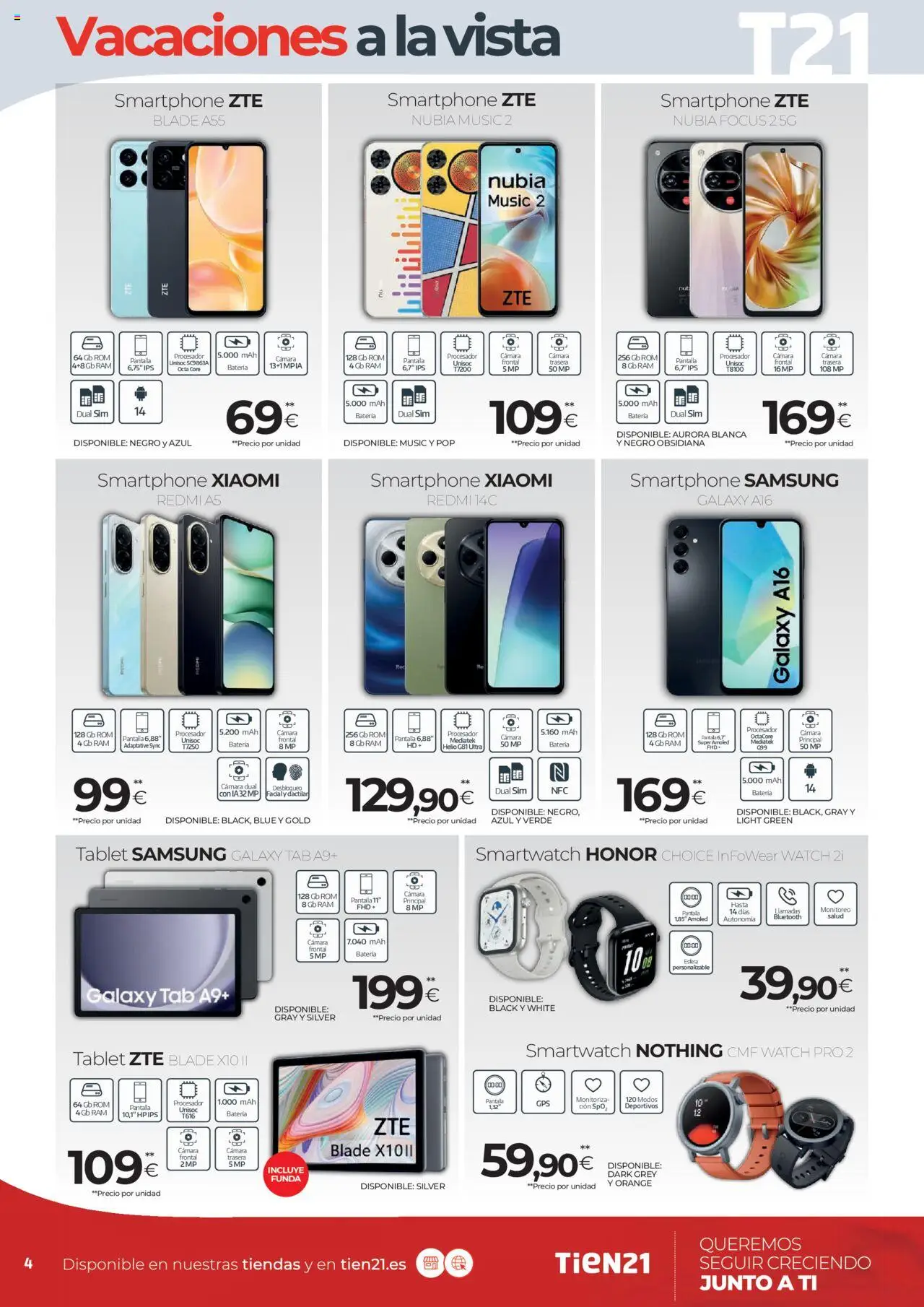 Tien 21 folleto │ válido desde el 01.07.2025 | Página: 4 | Productos: Smartphone Samsung, Smartphone, Tablet, Funda