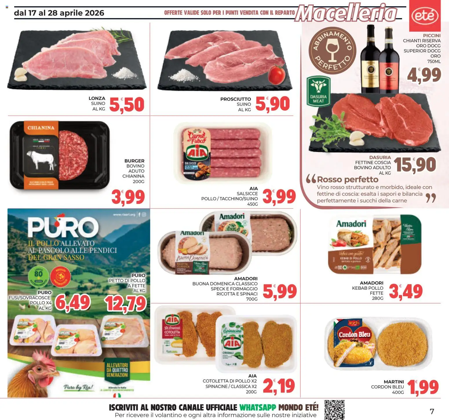 Volantino Eté del 17.04.2026 | Pagina: 7 | Prodotti: Bovino, Pollo, Suino, Spinaci
