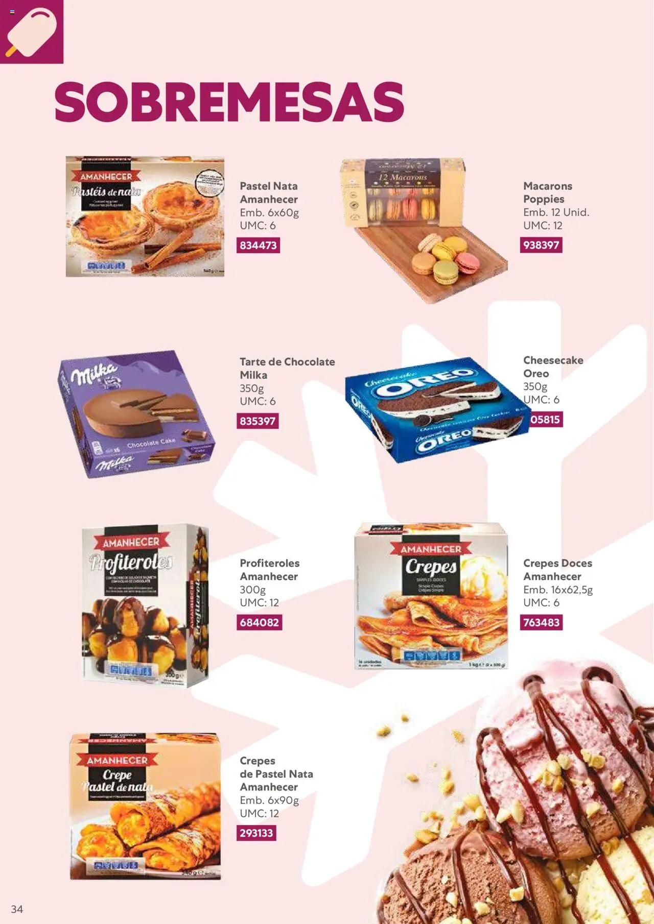 Recheio Congelados │ válido de 01.02.2024 | Página: 34 | Produtos: Chocolate, Tarte, Nata, Doces