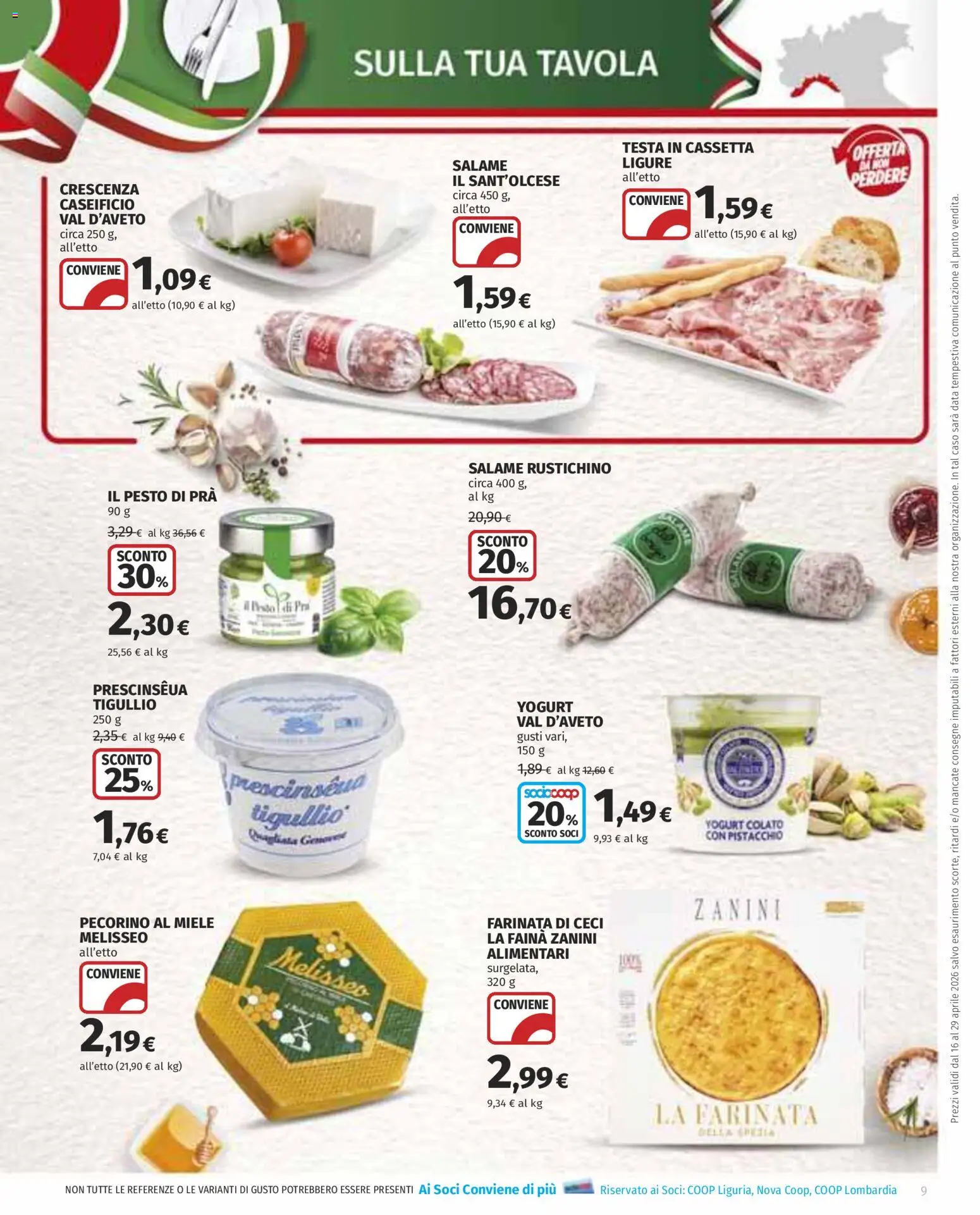 Volantino COOP del 16.04.2026 | Pagina: 9 | Prodotti: Ceci, Pesto, Crescenza, Pecorino