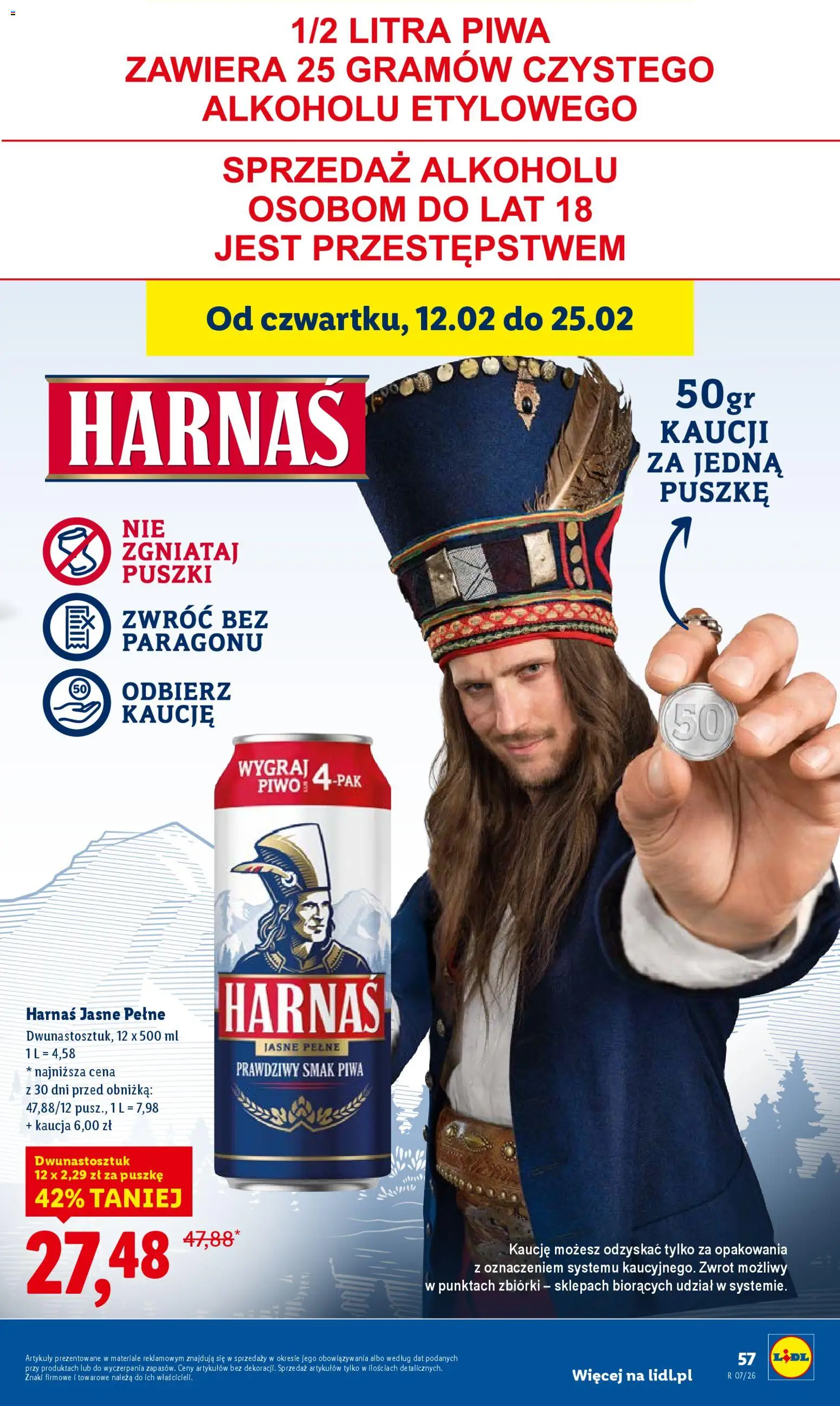 Lidl Gazetka od 12.02.2026 | Strona: 57 | Produkty: Harnaś, Piwo