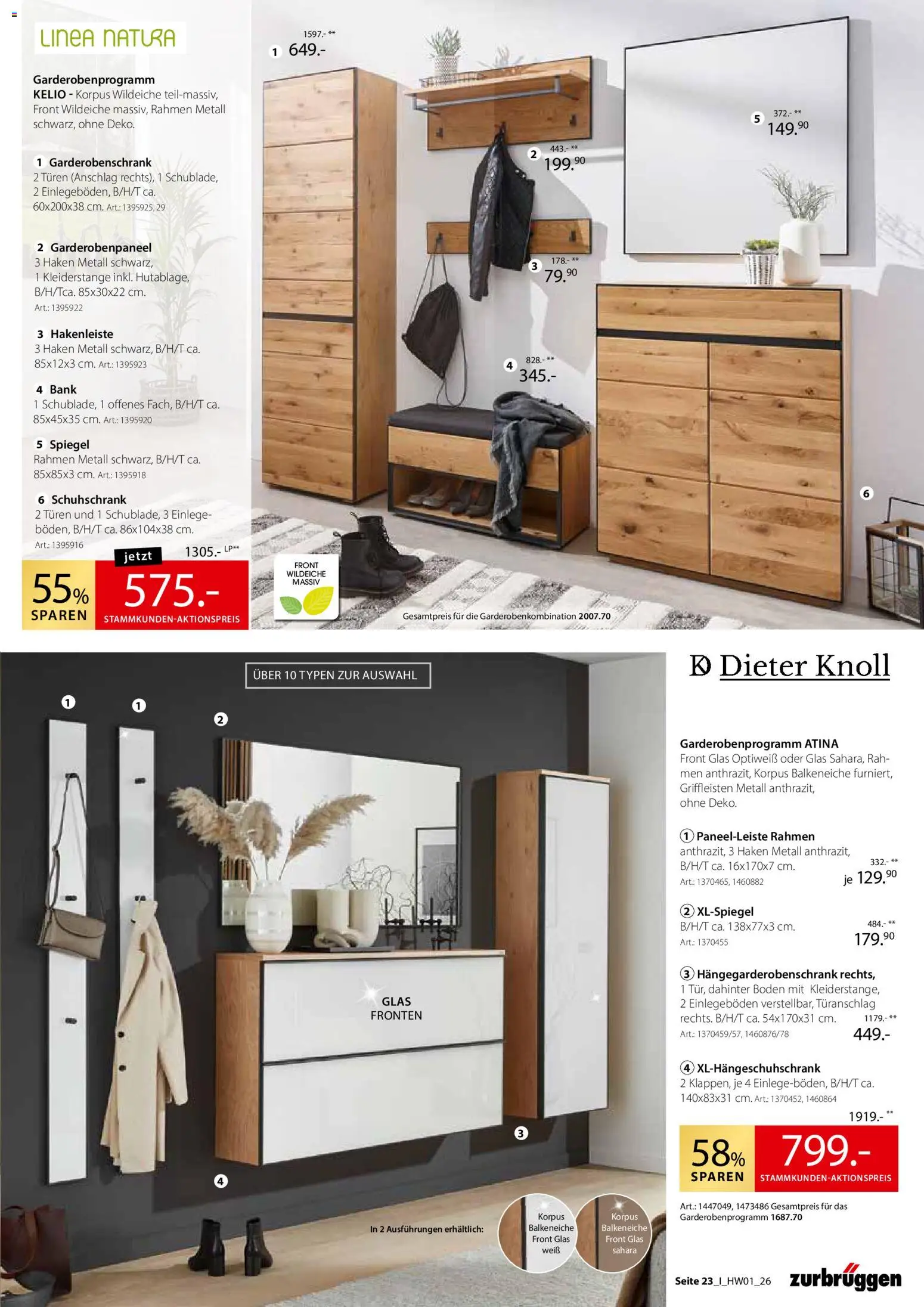 Zurbrüggen Hochwert Spezial – gültig ab 27.03.2026 | Seite: 23 | Produkte: Spiegel, Garderobenschrank, Hakenleiste