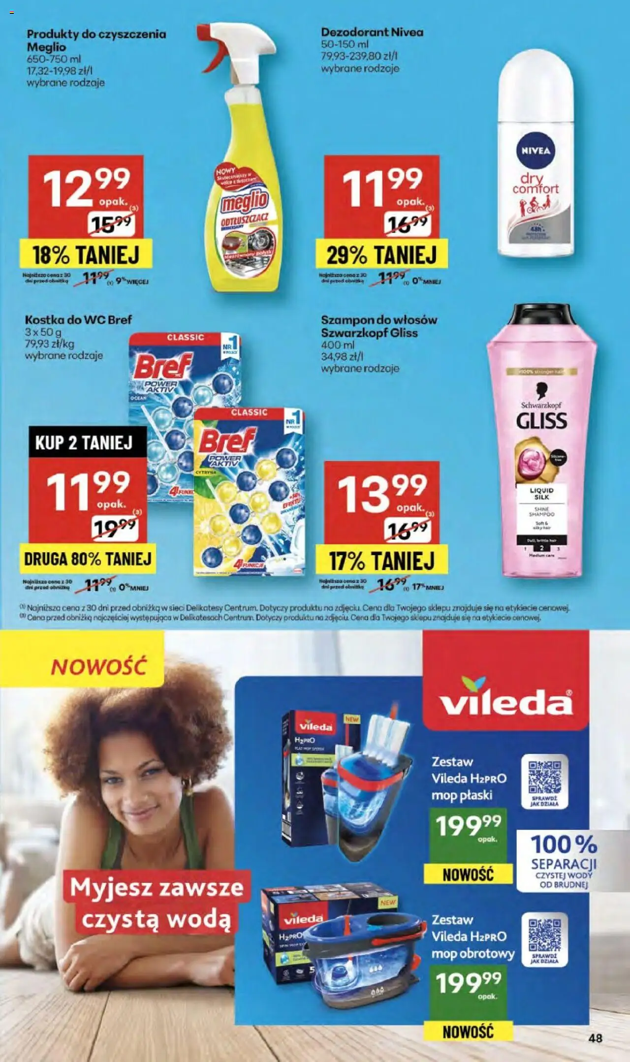 Delikatesy Centrum Gazetka od 18.09.2025 | Strona: 48 | Produkty: Delikatesy, Szampon, Mop obrotowy, Woda
