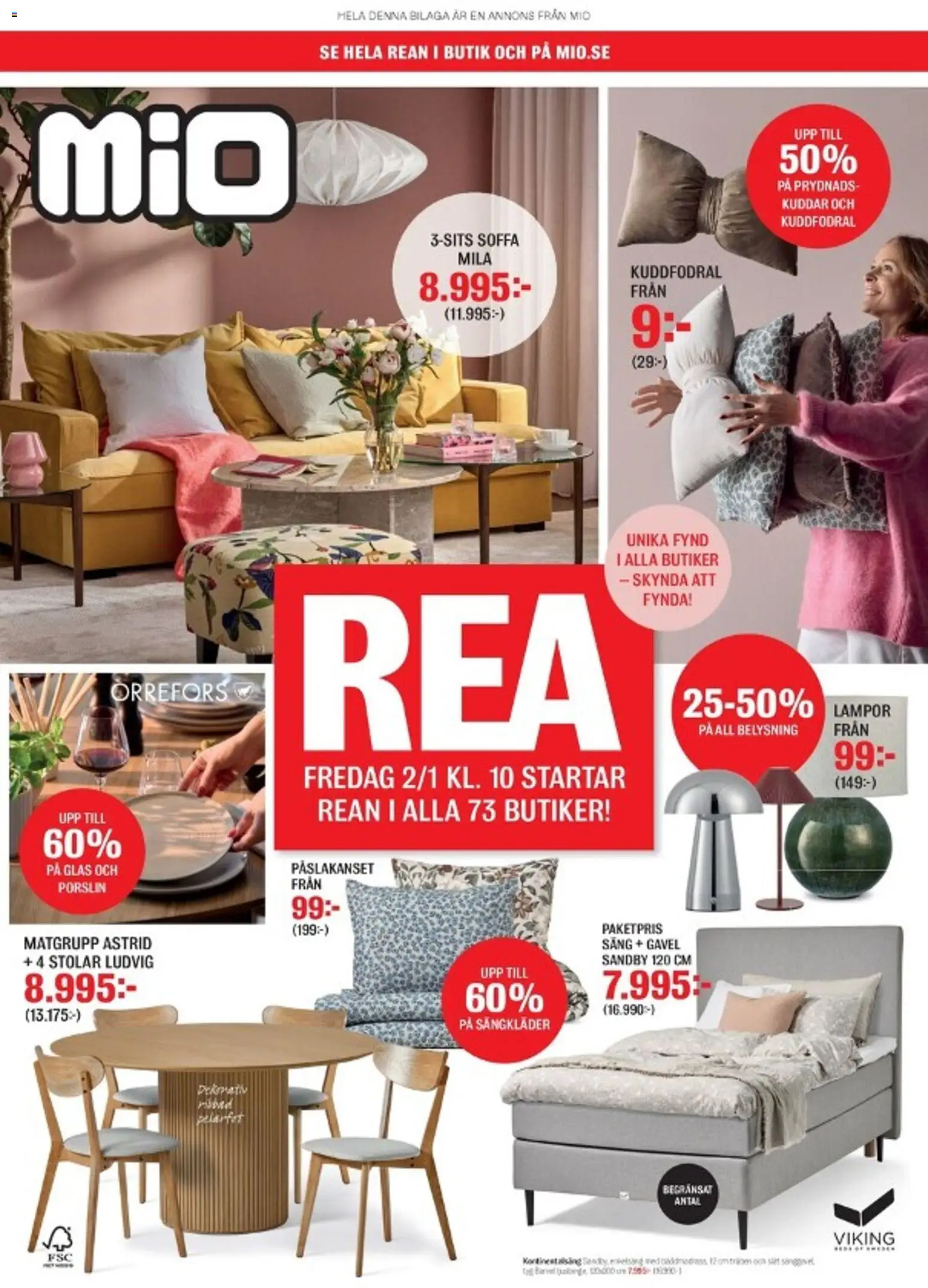 Mio reklamblad aktuell från 01.01.2026 | Sida: 1 | Produkter: Matgrupp, Påslakanset, Säng, Soffa
