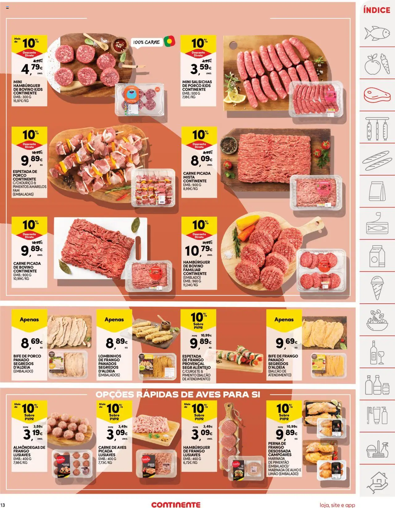 Continente folheto │ válido de 09.09.2025 | Página: 13 | Produtos: Pimentão, Hambúrguer, Carne picada, Carne