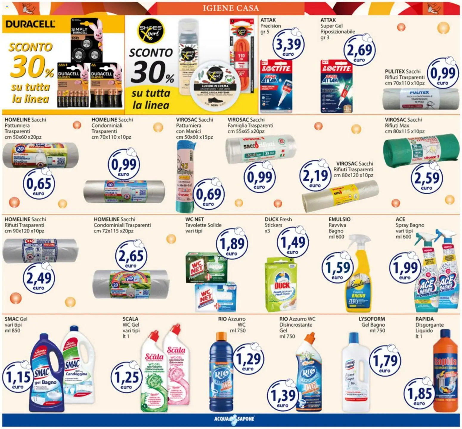 Volantino Acqua e Sapone del 23.03.2026 | Pagina: 18 | Prodotti: Crema, Sapone, Sacco rifiuti, Pattumiera