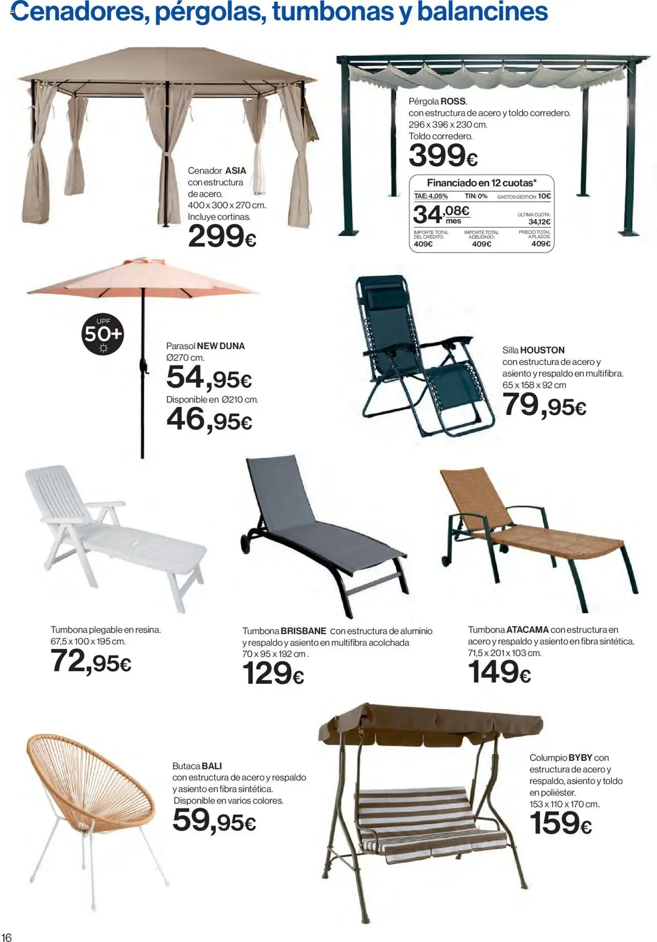 Hipercor catálogo │ válido desde el 05.05.2025 | Página: 16 | Productos: Tumbona, Silla