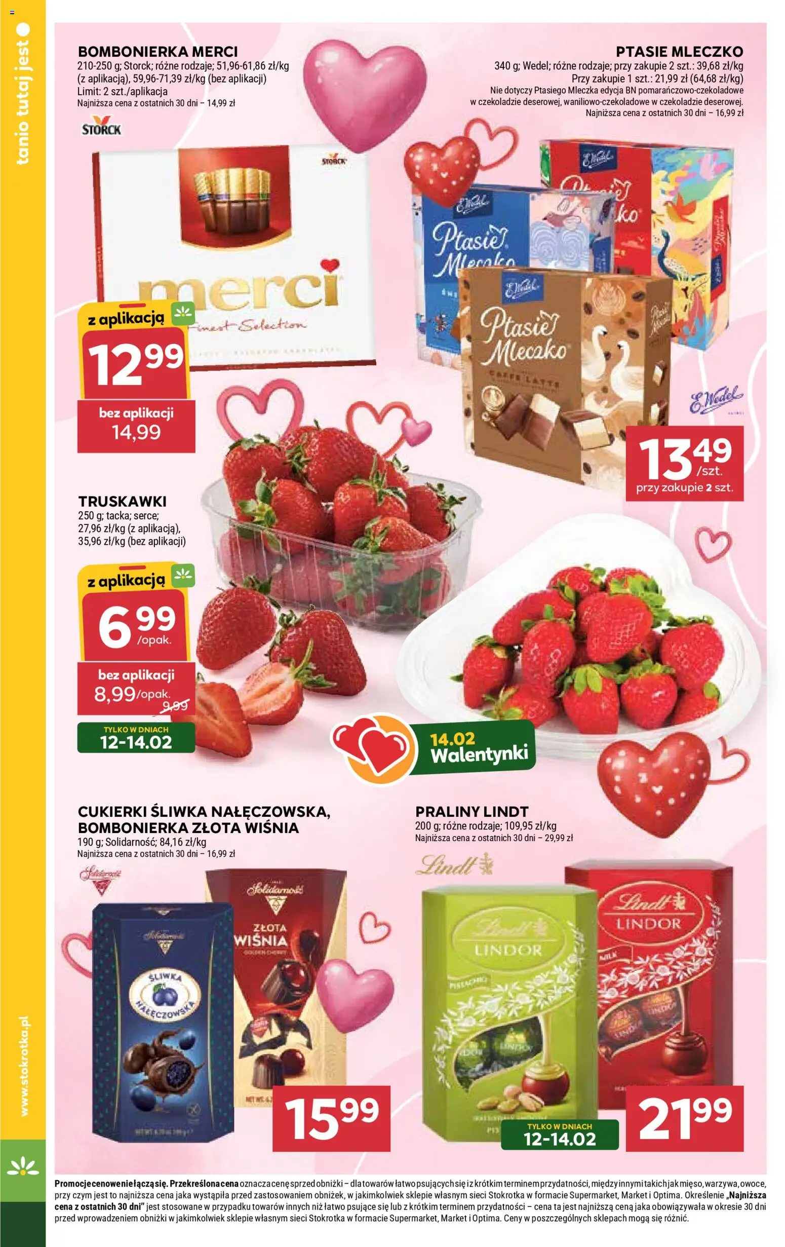 Stokrotka Gazetka od 12.02.2026 | Strona: 12 | Produkty: Praliny, Merci, Cukierki, Truskawki