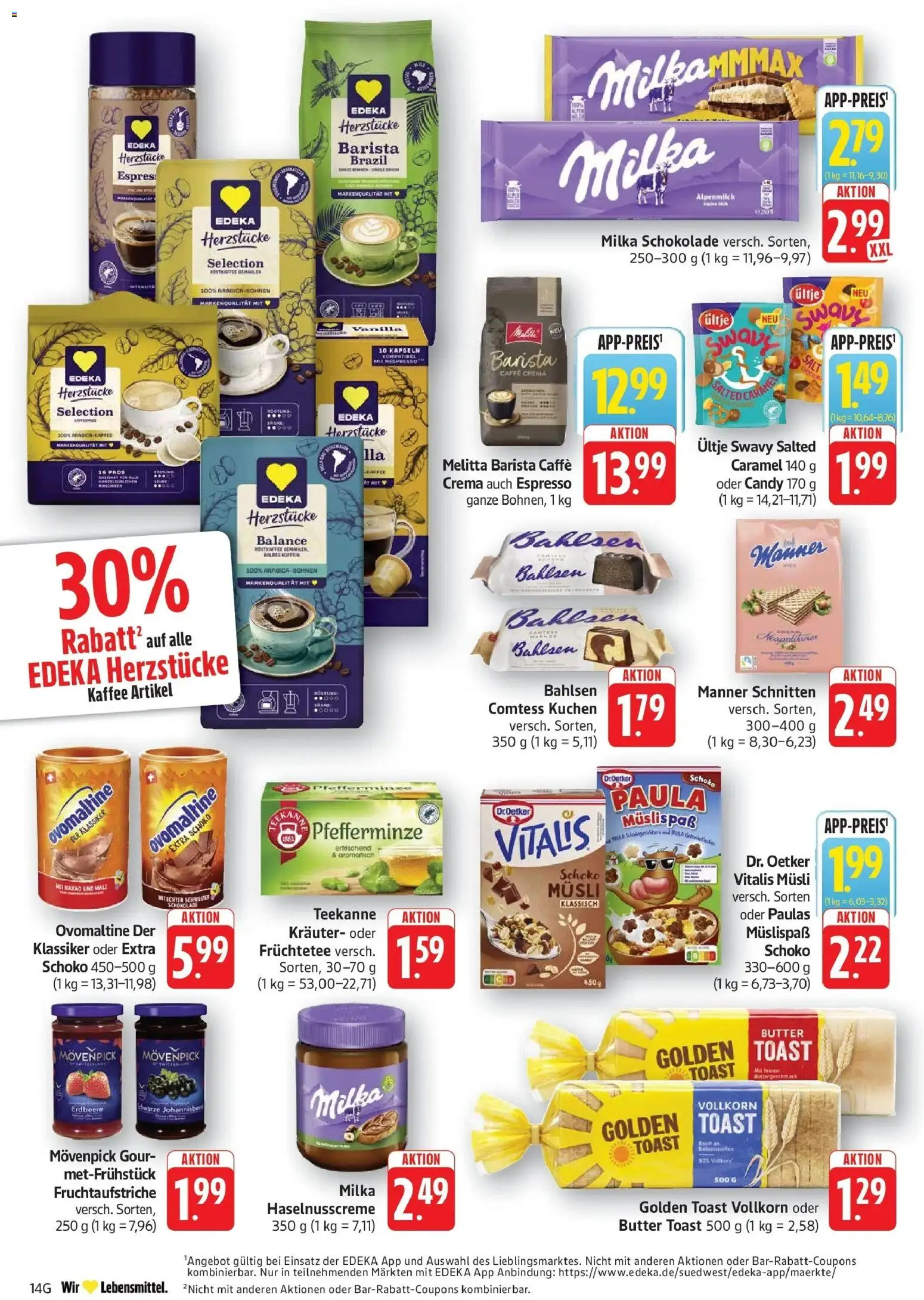 Edeka prospekt Göppingen	 – gültig ab 16.03.2026 | Seite: 14 | Produkte: Ovomaltine, Kaffee, Milka, Teekanne